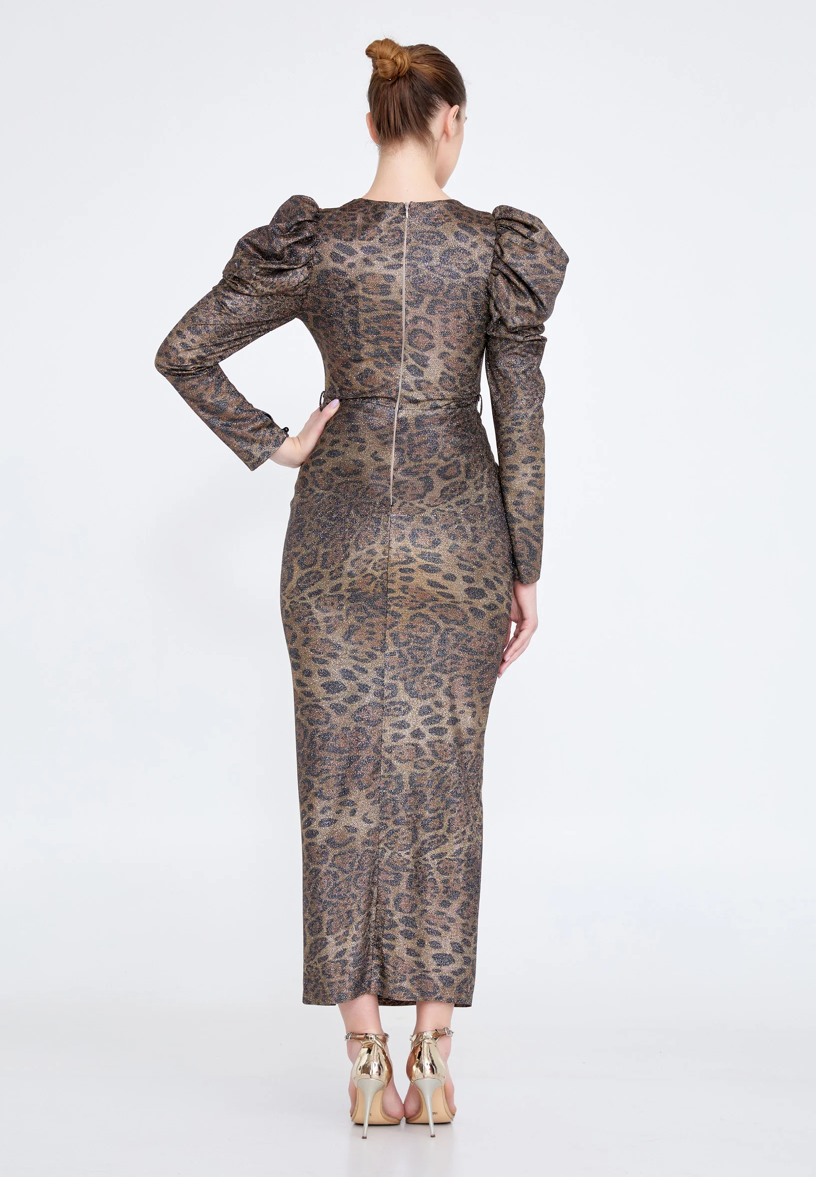 Long Sleeve Midi Crepe Bodycon Regular Wedding Guest Dress crm8838 - Image 10