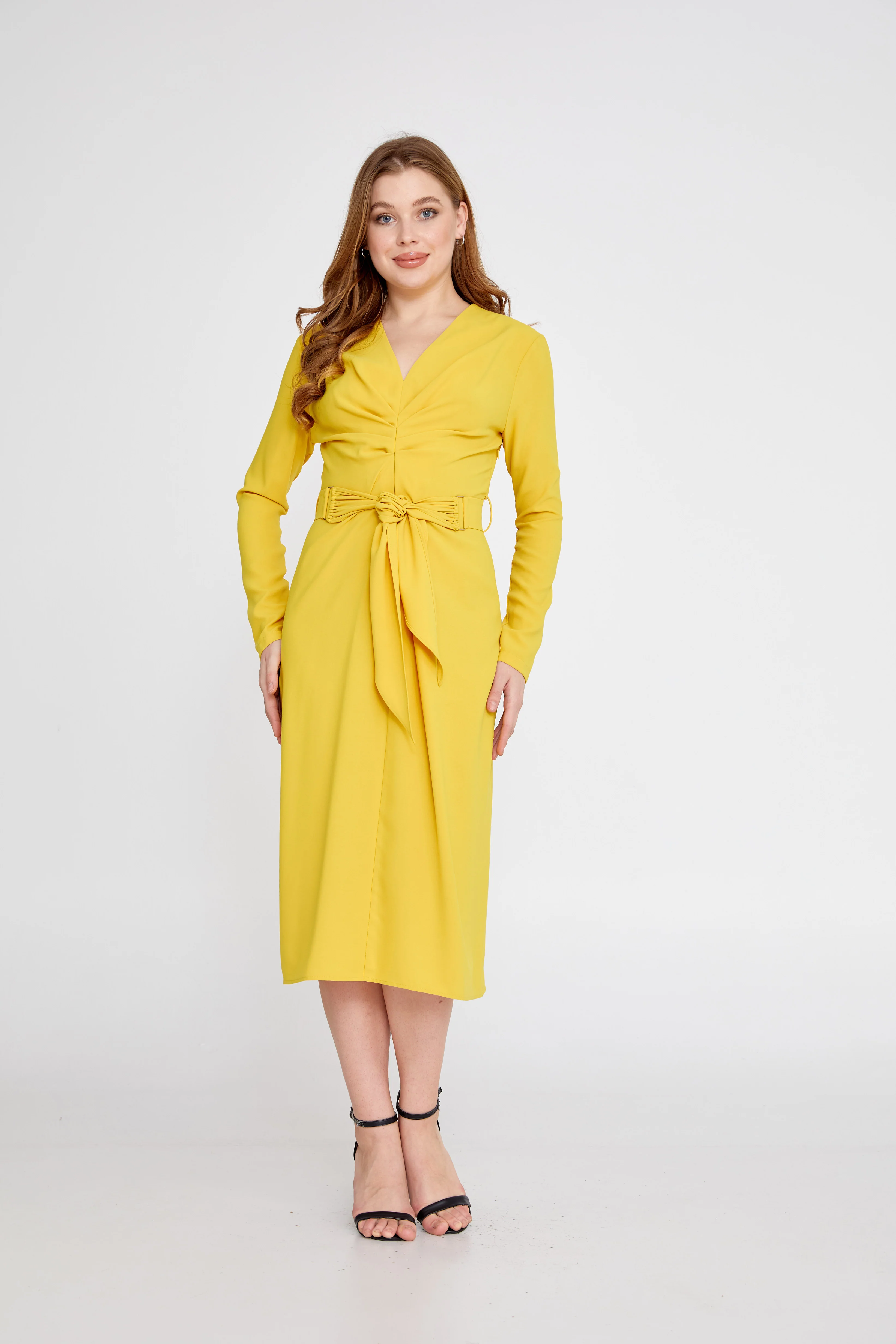 Long Sleeve Midi Crepe Column Regular Casual Dress ber23k5117 - Image 9