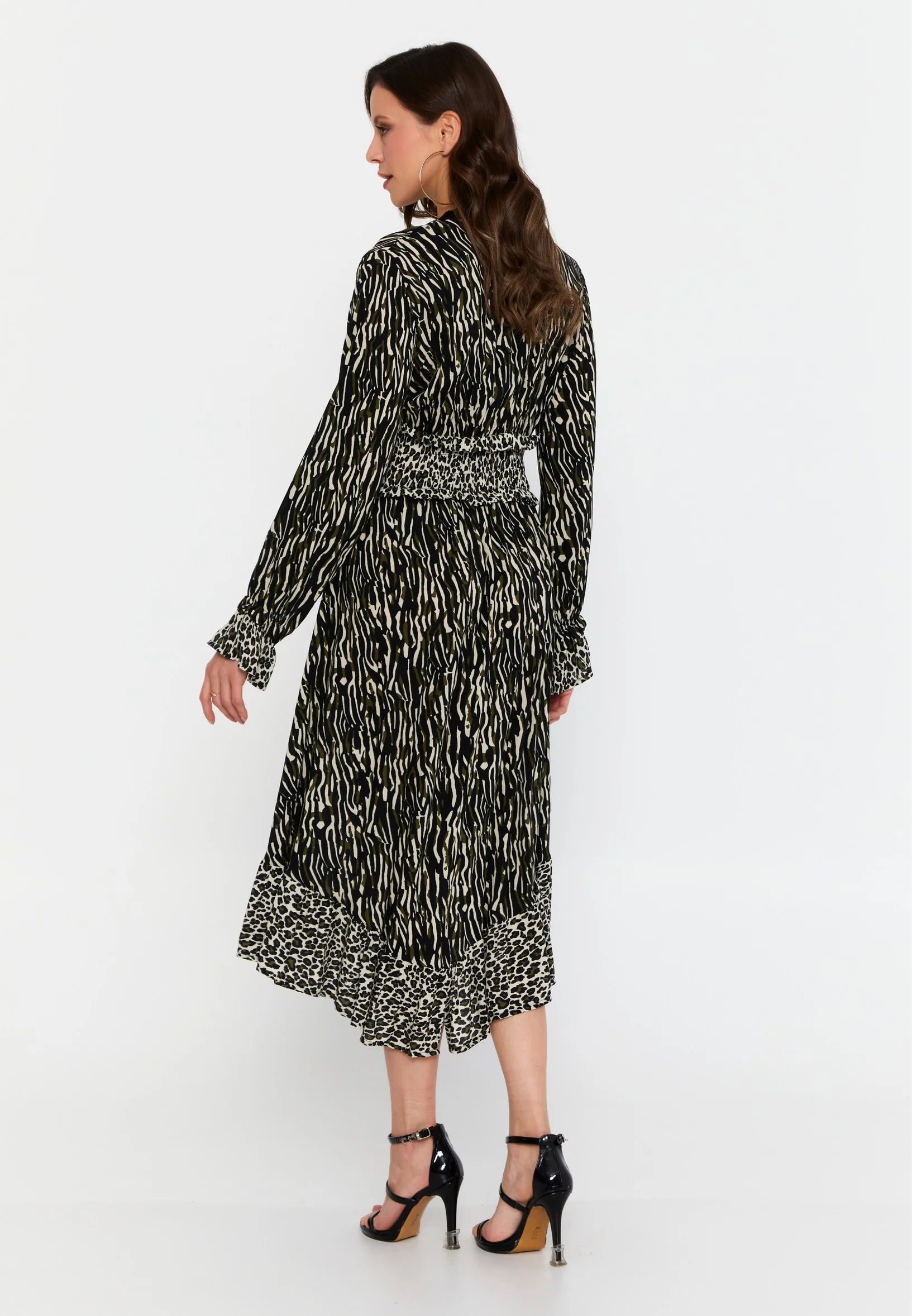 Long Sleeve Midi Crepe Column Regular Casual Dress clf15976 - Image 10
