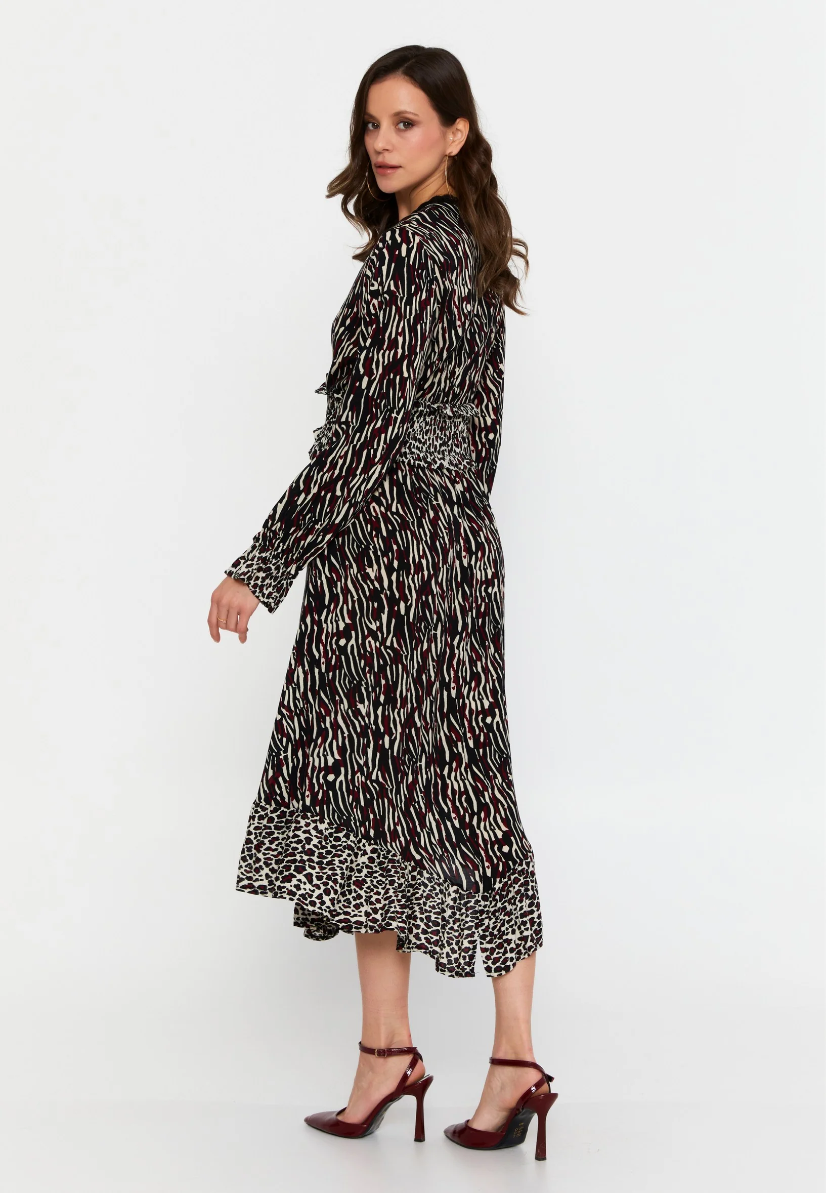 Long Sleeve Midi Crepe Column Regular Casual Dress clf15976 - Image 6
