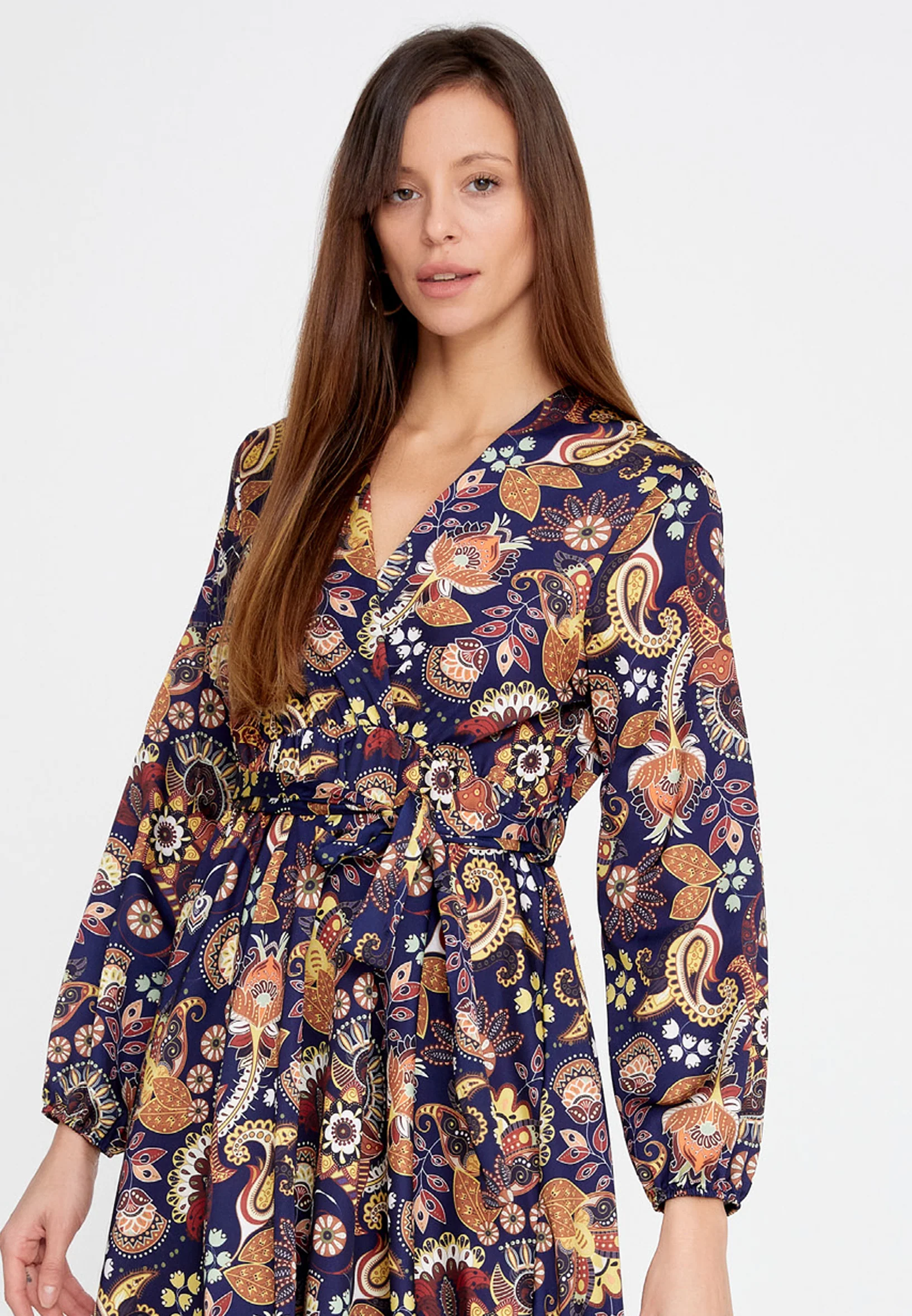 Long Sleeve Midi Crepe Column Regular Casual Dress esldw121 - Image 8