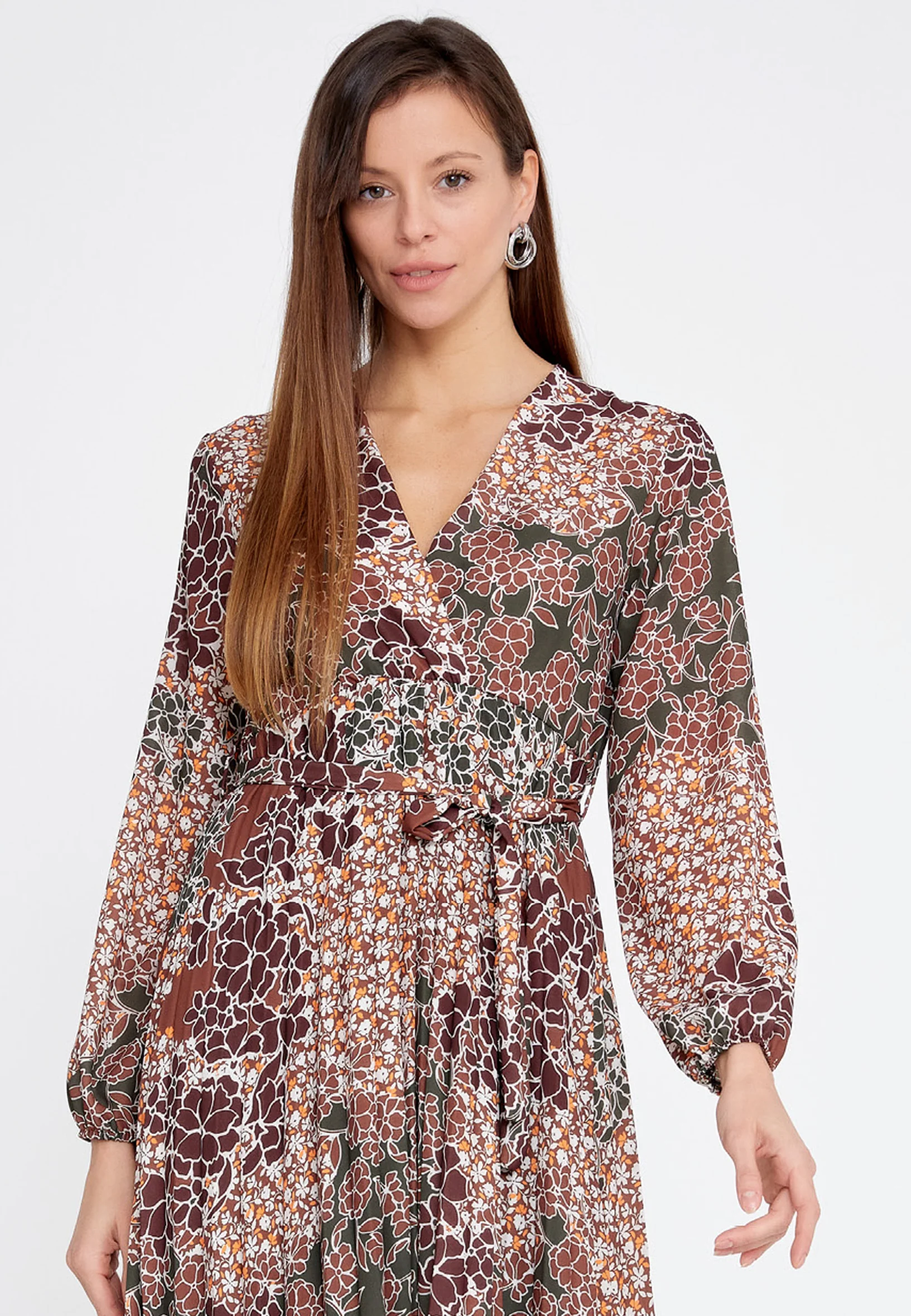 Long Sleeve Midi Crepe Column Regular Casual Dress esldw145 - Image 4