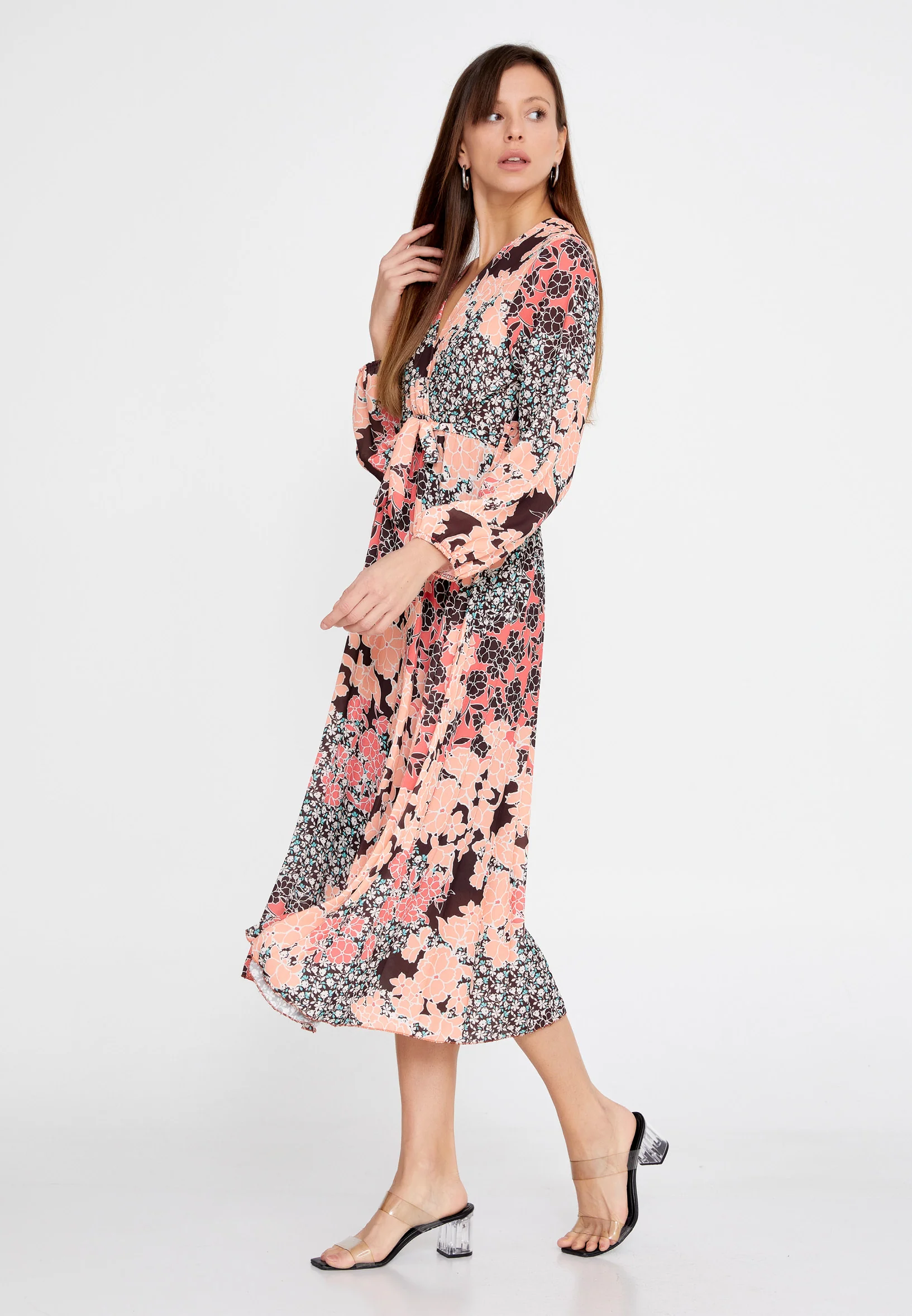 Long Sleeve Midi Crepe Column Regular Casual Dress esldw145 - Image 7