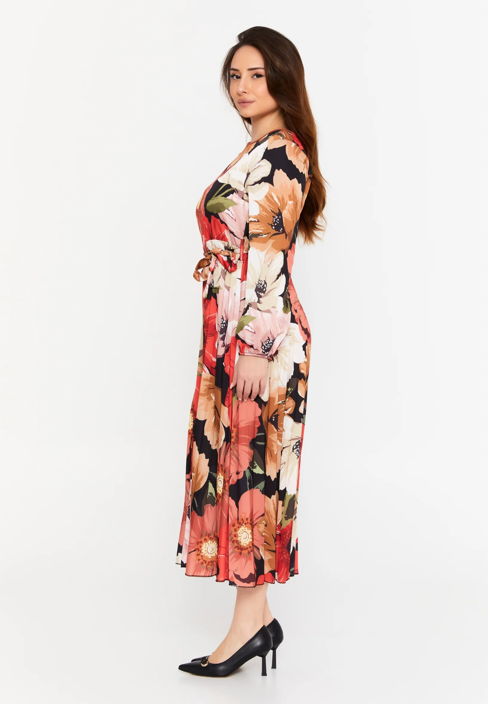 Long Sleeve Midi Crepe Column Regular Casual Dress esldw148 - Image 11