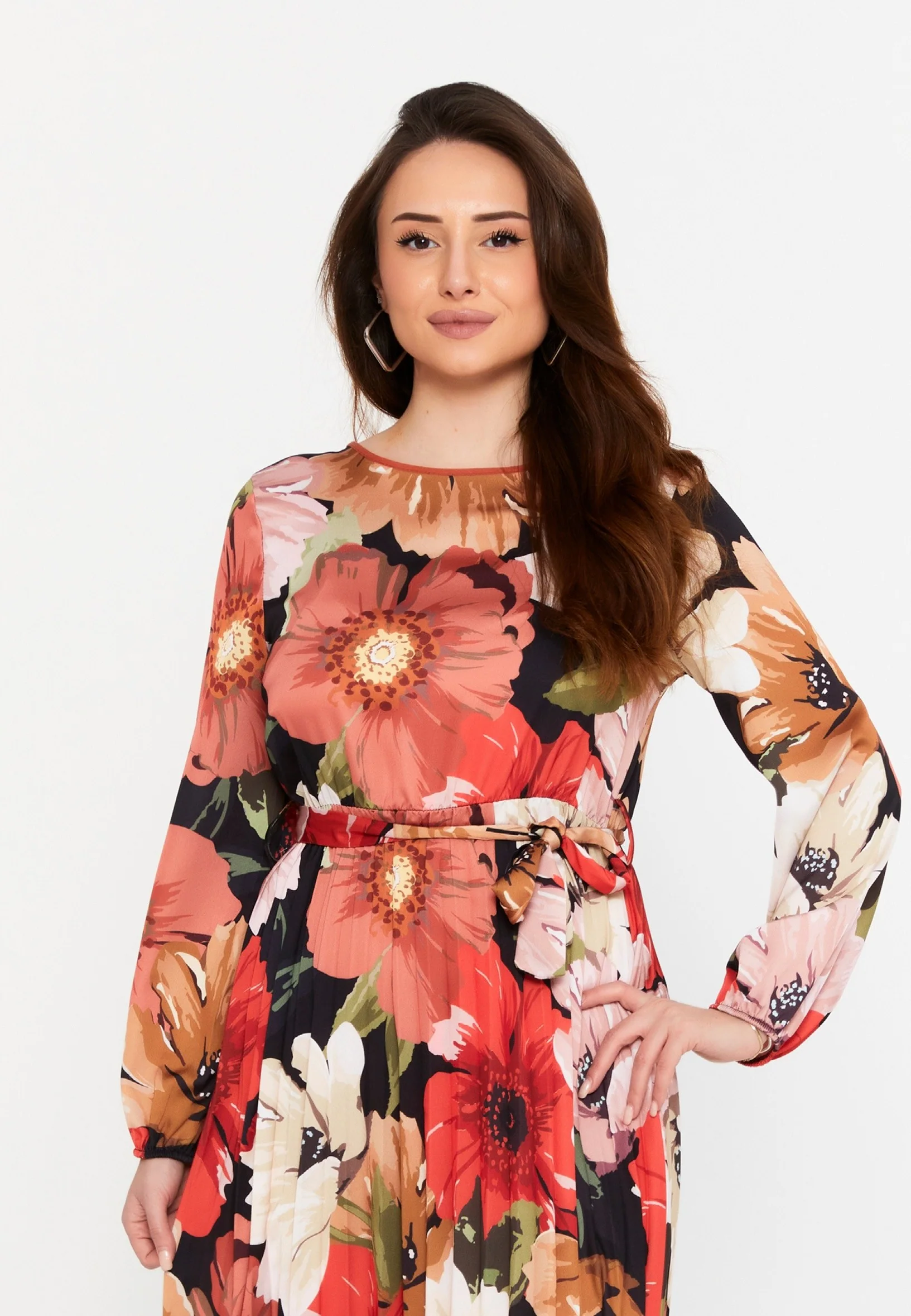 Long Sleeve Midi Crepe Column Regular Casual Dress esldw148 - Image 12