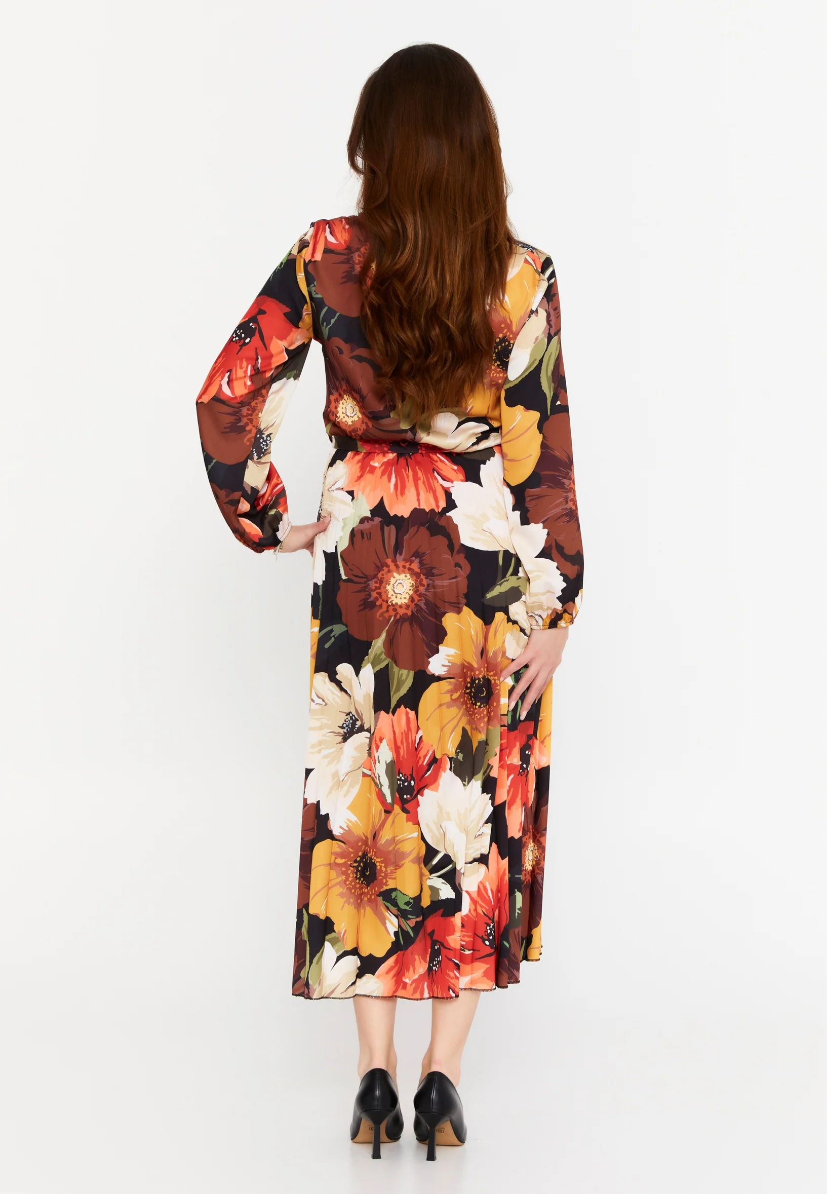 Long Sleeve Midi Crepe Column Regular Casual Dress esldw148 - Image 2
