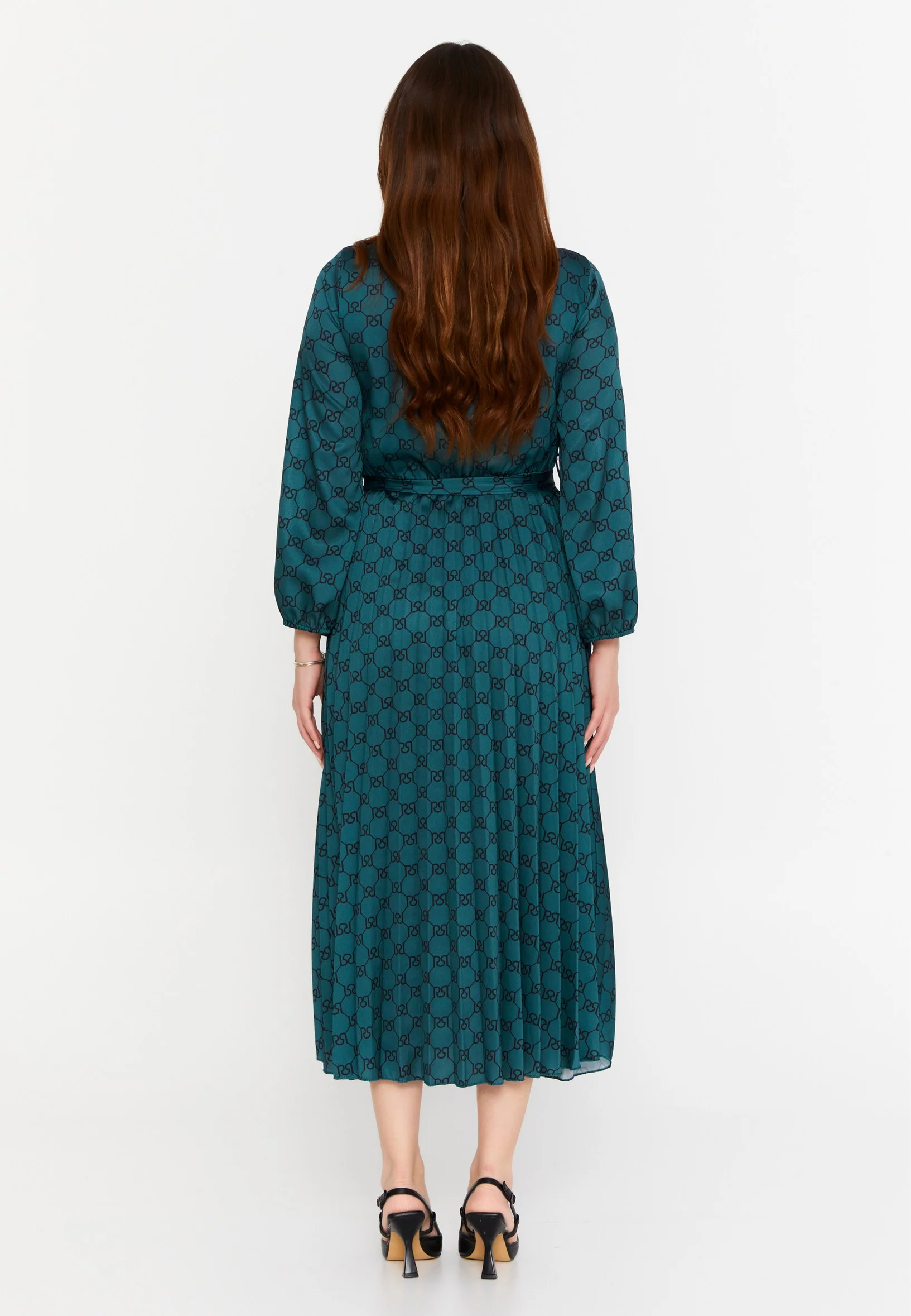 Long Sleeve Midi Crepe Column Regular Casual Dress esldw219 - Image 10