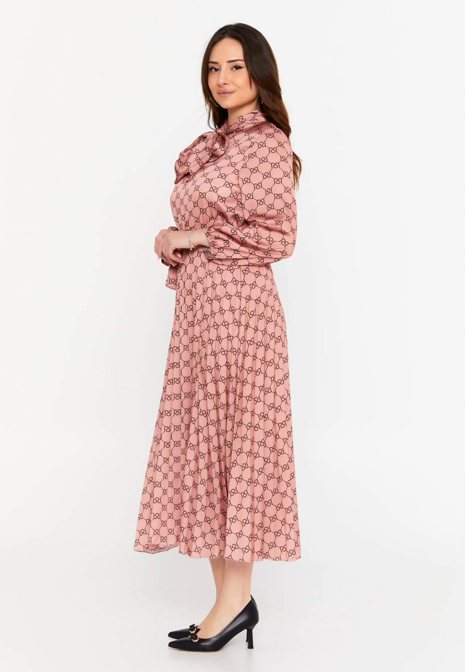 Long Sleeve Midi Crepe Column Regular Casual Dress esldw219 - Image 15
