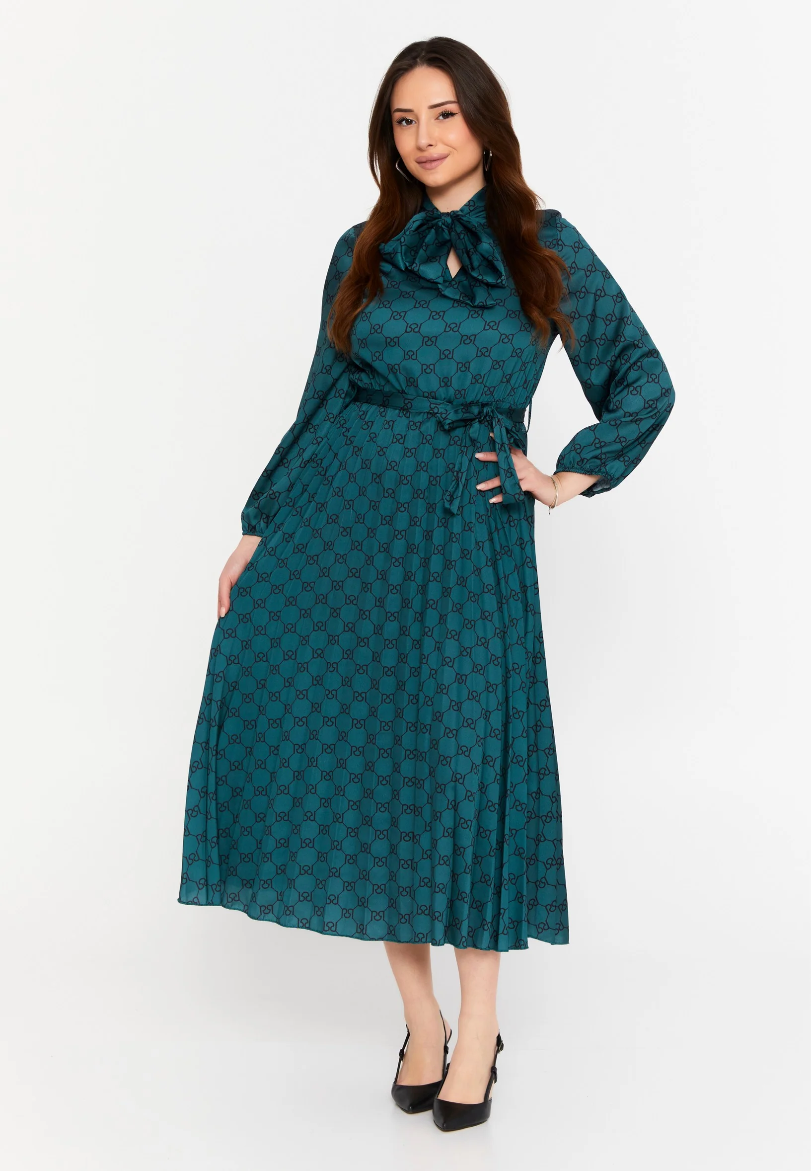 Long Sleeve Midi Crepe Column Regular Casual Dress esldw219 - Image 9