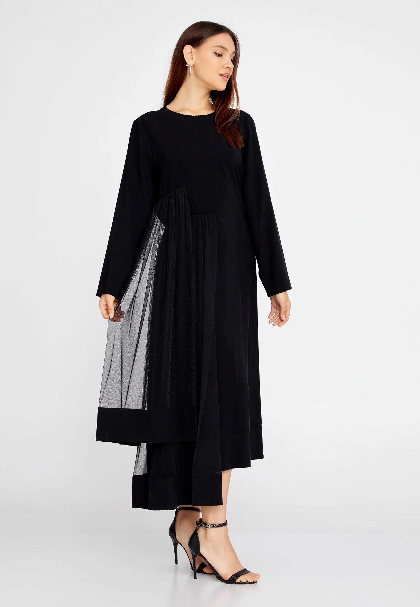 Long Sleeve Midi Crepe Column Regular Casual Dress huk2019 - Image 3