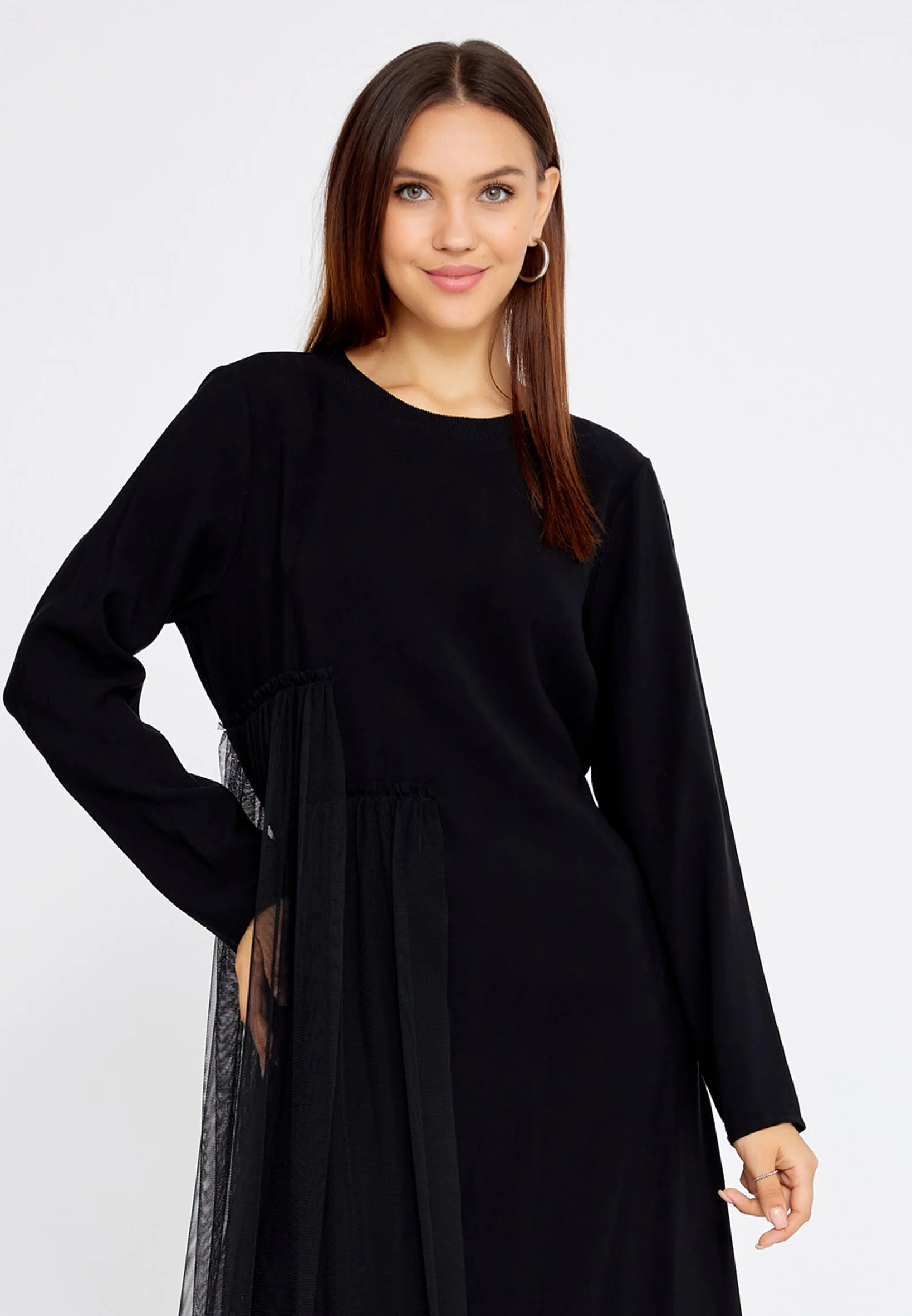 Long Sleeve Midi Crepe Column Regular Casual Dress huk2019 - Image 4
