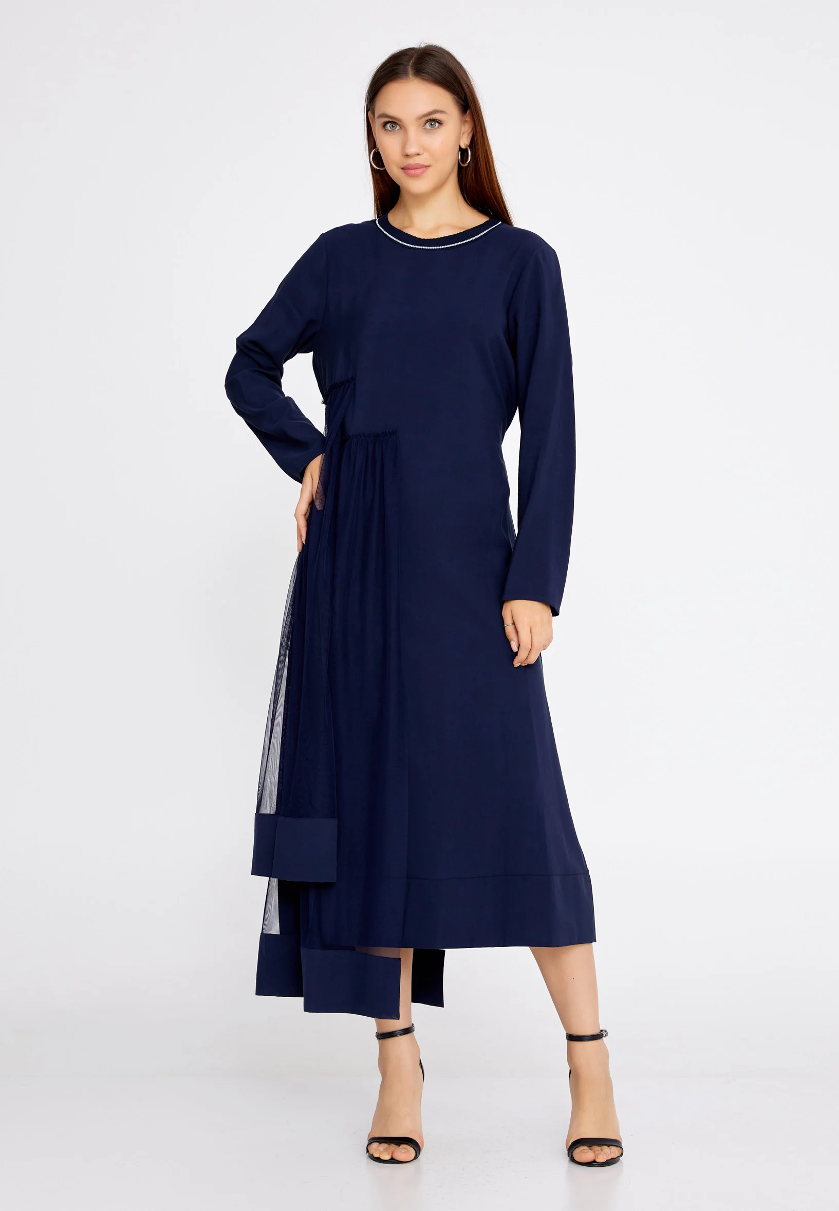 Long Sleeve Midi Crepe Column Regular Casual Dress huk2019 - Image 5