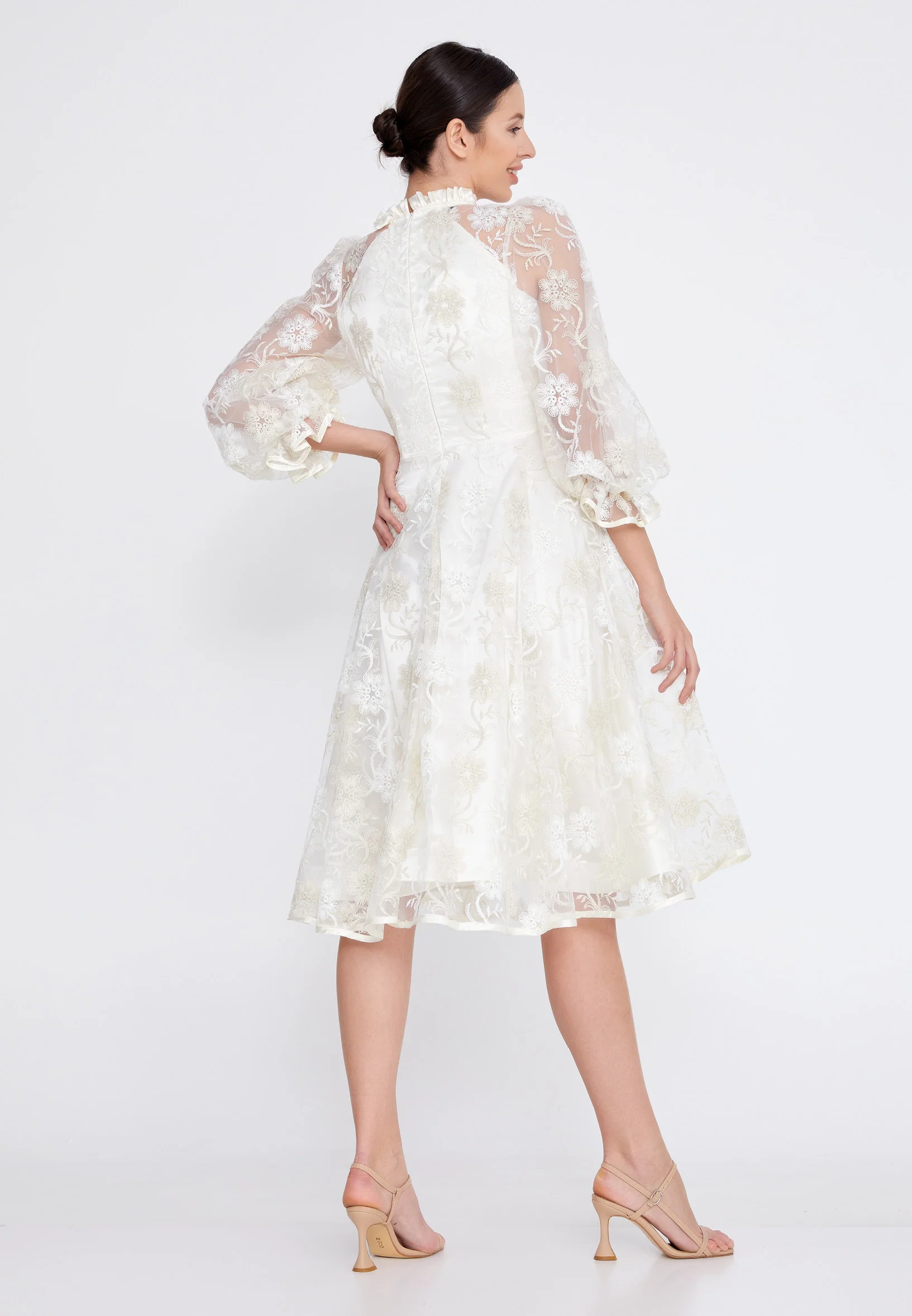 Long Sleeve Midi Lace A - Line Regular Prom Dress ons000-82 - Image 2