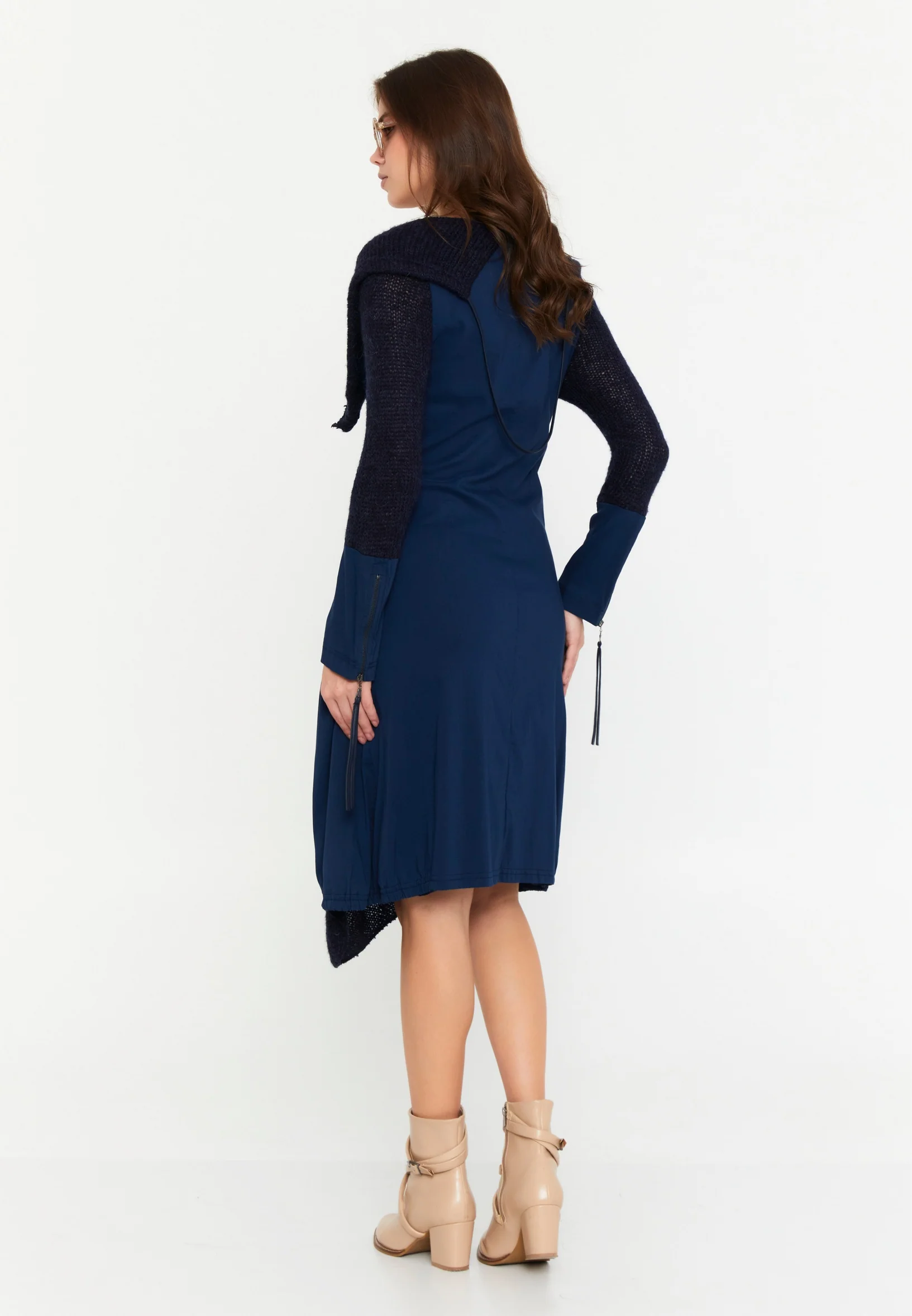 Long Sleeve Midi Lana Wool Column Regular Casual Dress ser14347 - Image 10