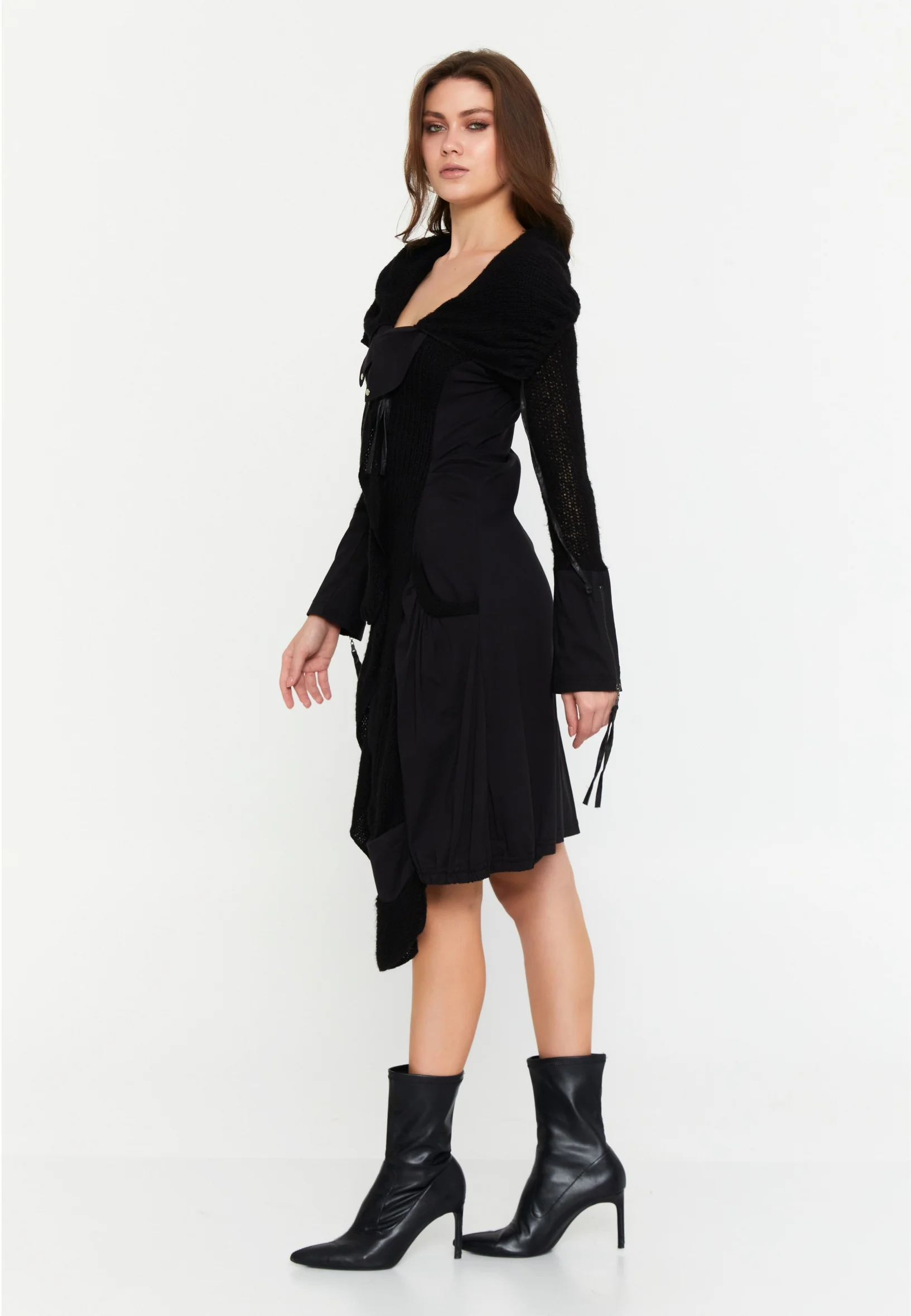 Long Sleeve Midi Lana Wool Column Regular Casual Dress ser14347 - Image 3