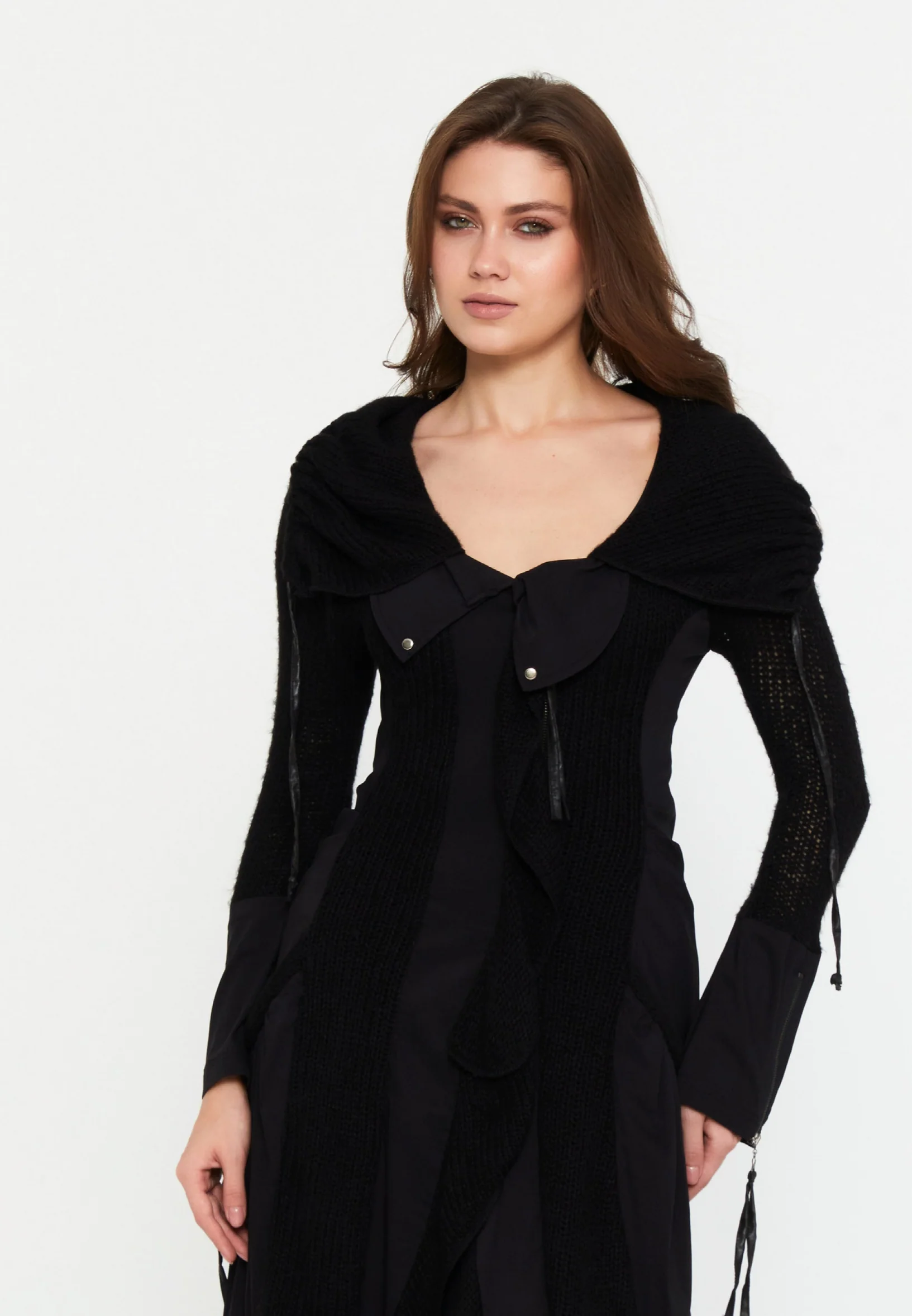 Long Sleeve Midi Lana Wool Column Regular Casual Dress ser14347 - Image 4