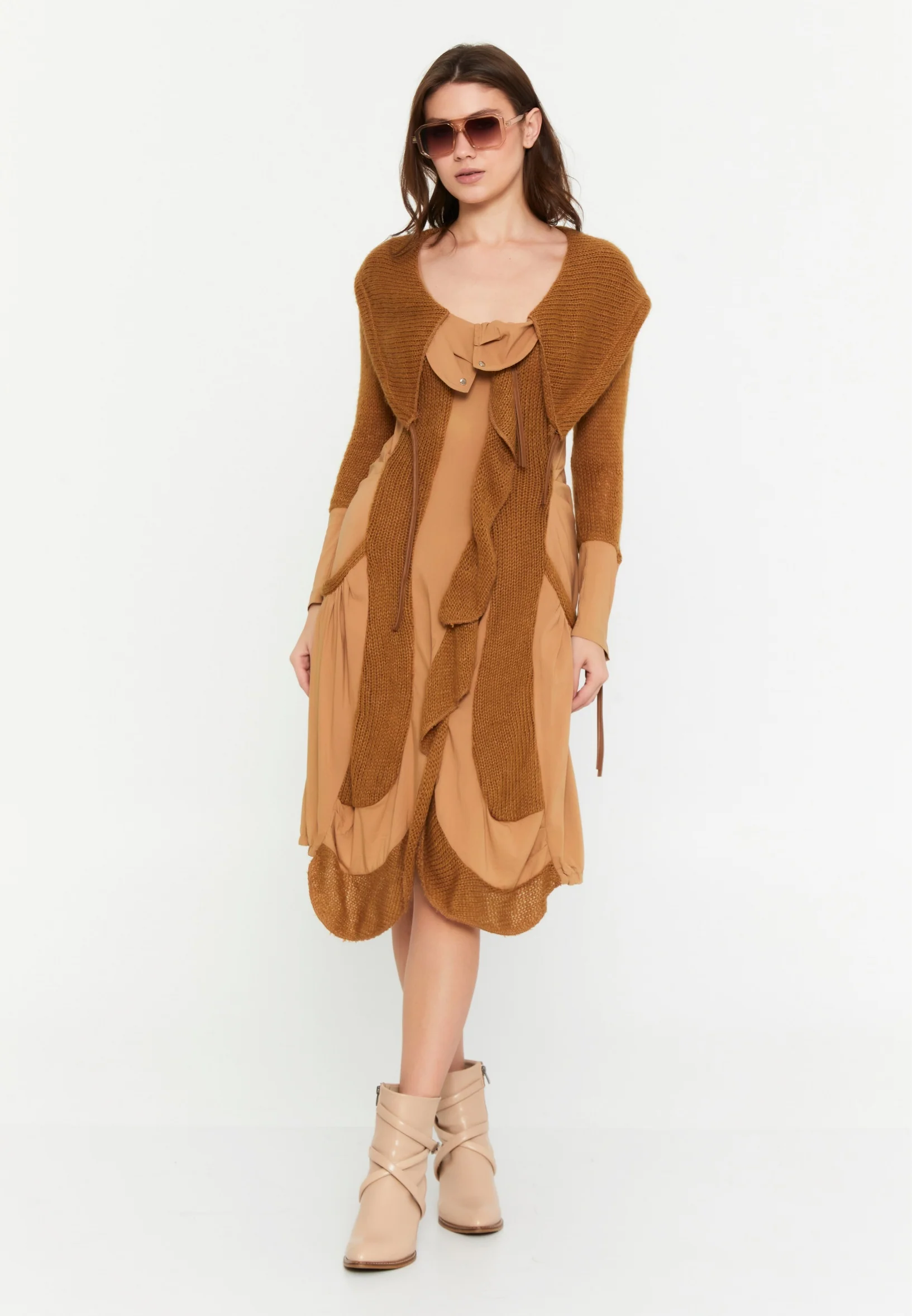 Long Sleeve Midi Lana Wool Column Regular Casual Dress ser14347 - Image 5