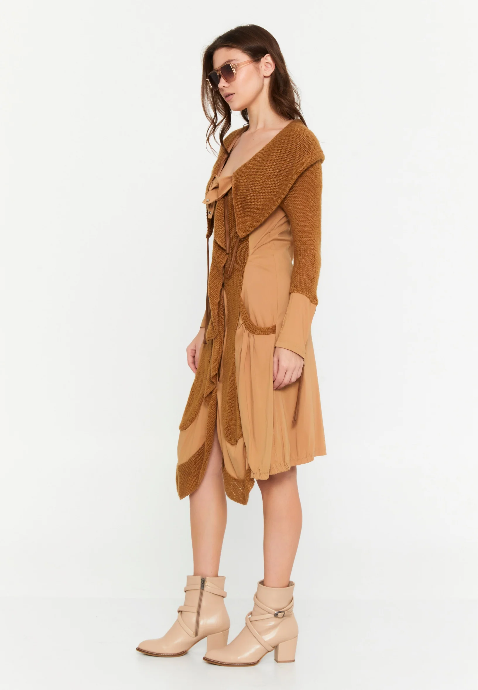 Long Sleeve Midi Lana Wool Column Regular Casual Dress ser14347 - Image 7
