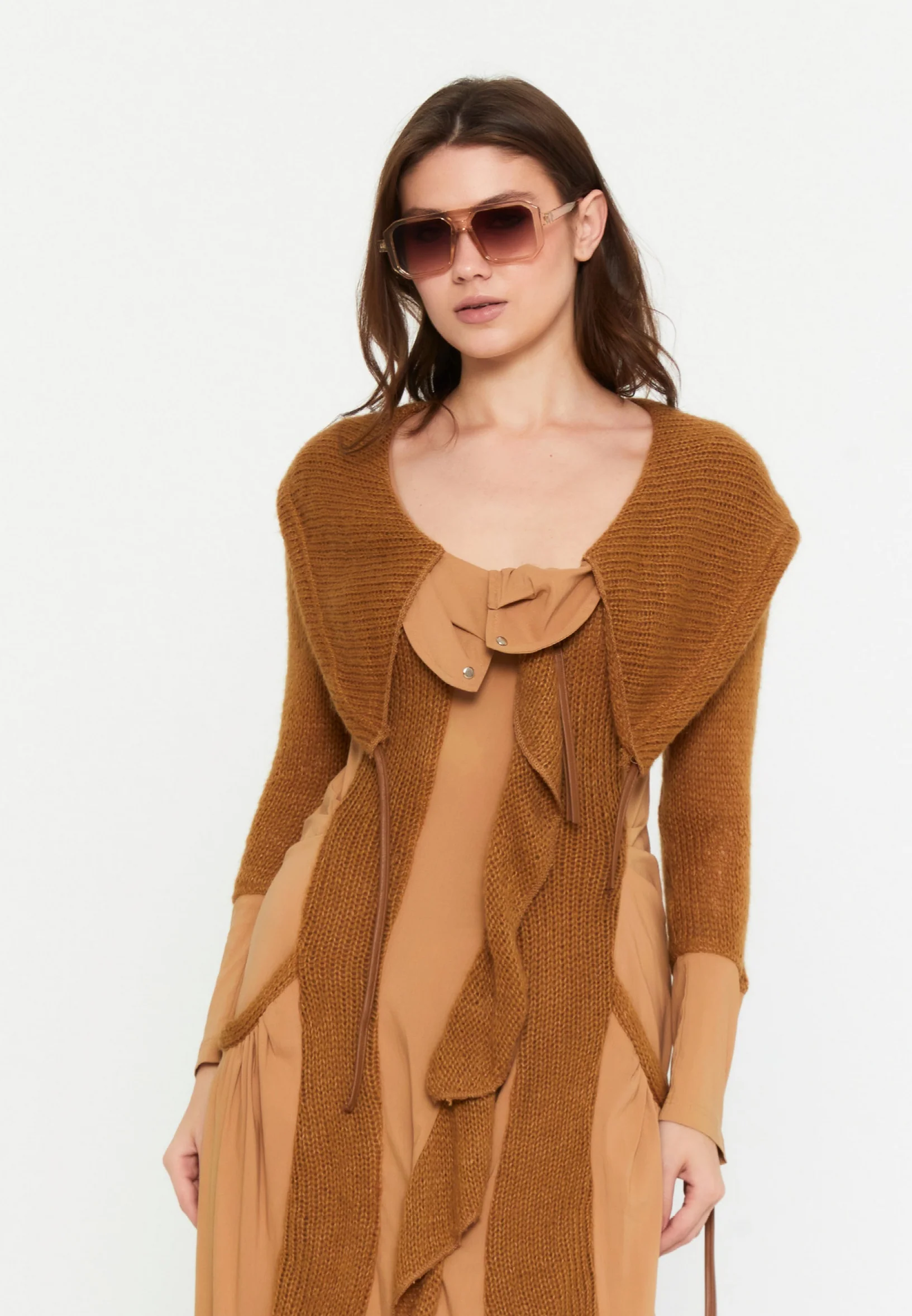 Long Sleeve Midi Lana Wool Column Regular Casual Dress ser14347 - Image 8
