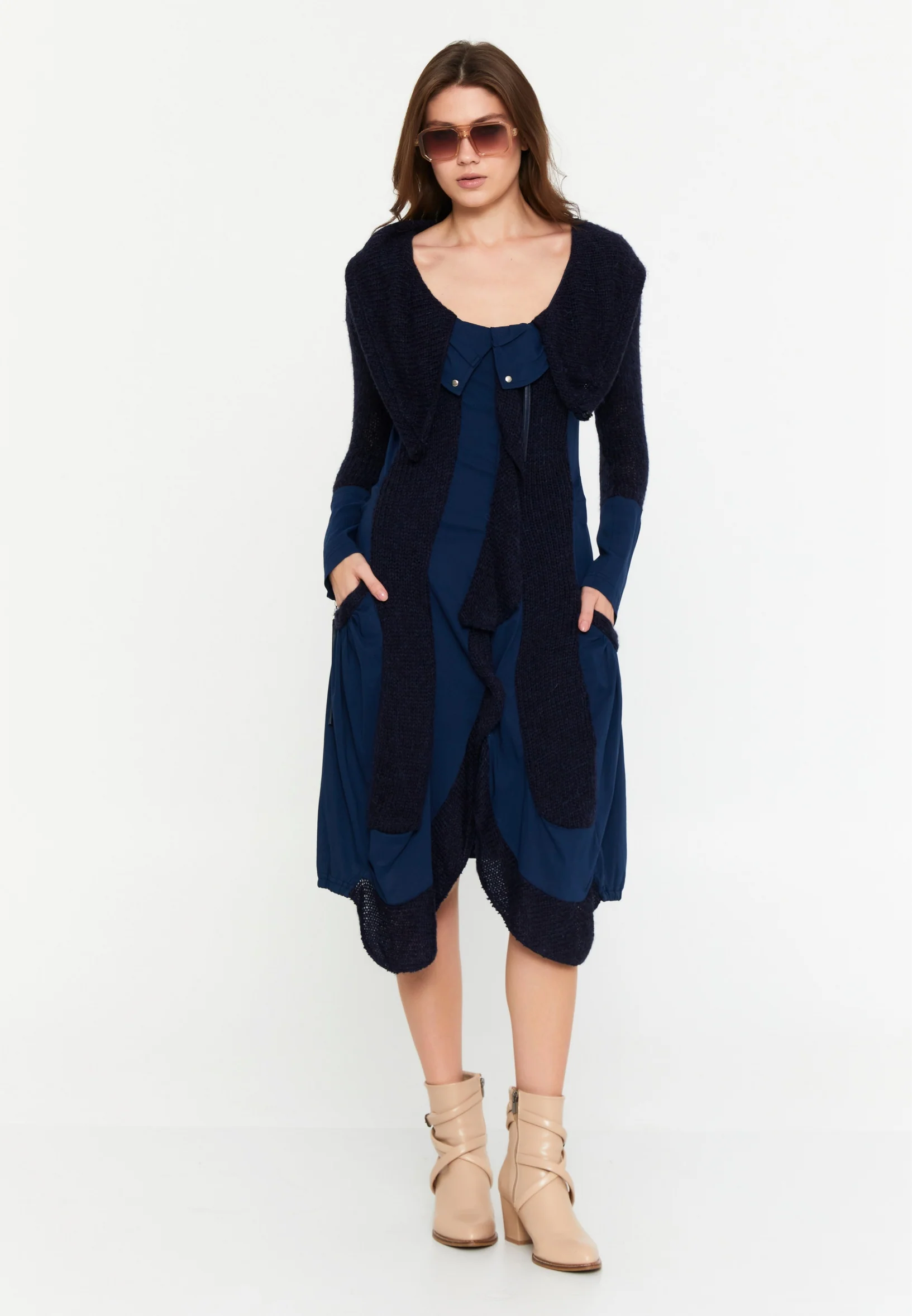 Long Sleeve Midi Lana Wool Column Regular Casual Dress ser14347 - Image 9