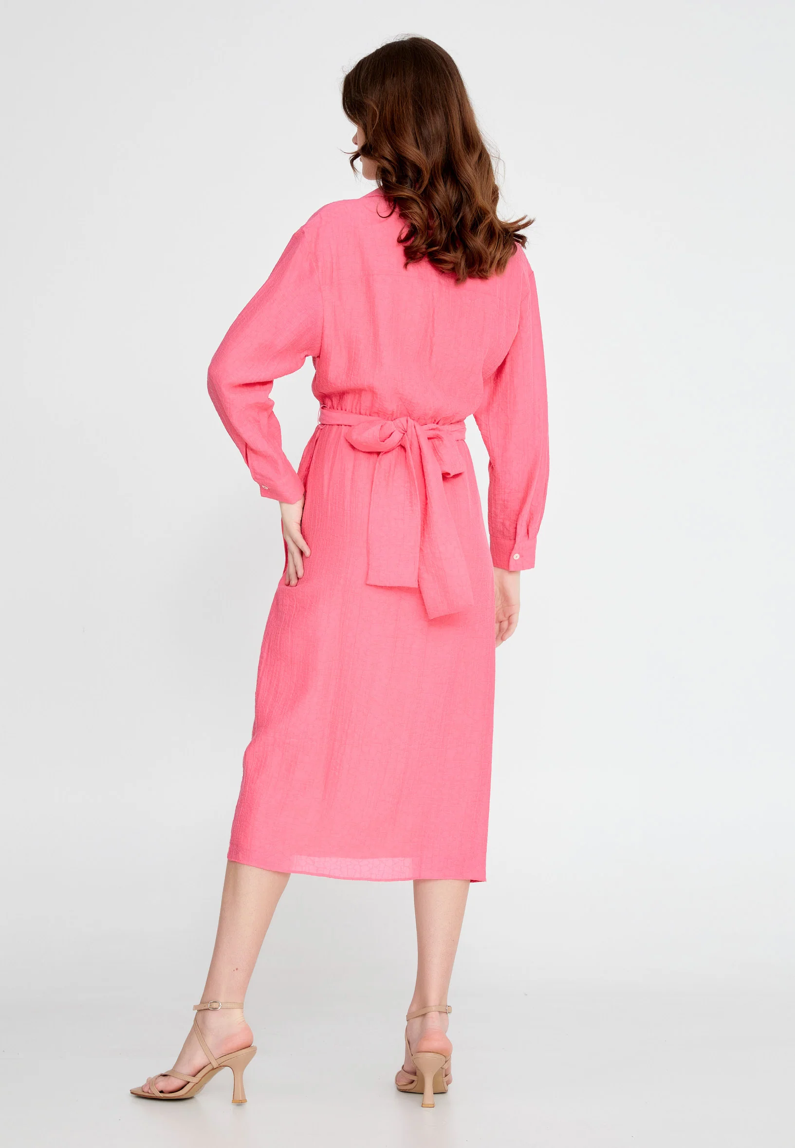 Long Sleeve Midi Linen Column Regular Casual Dress ber23y5103 - Image 6