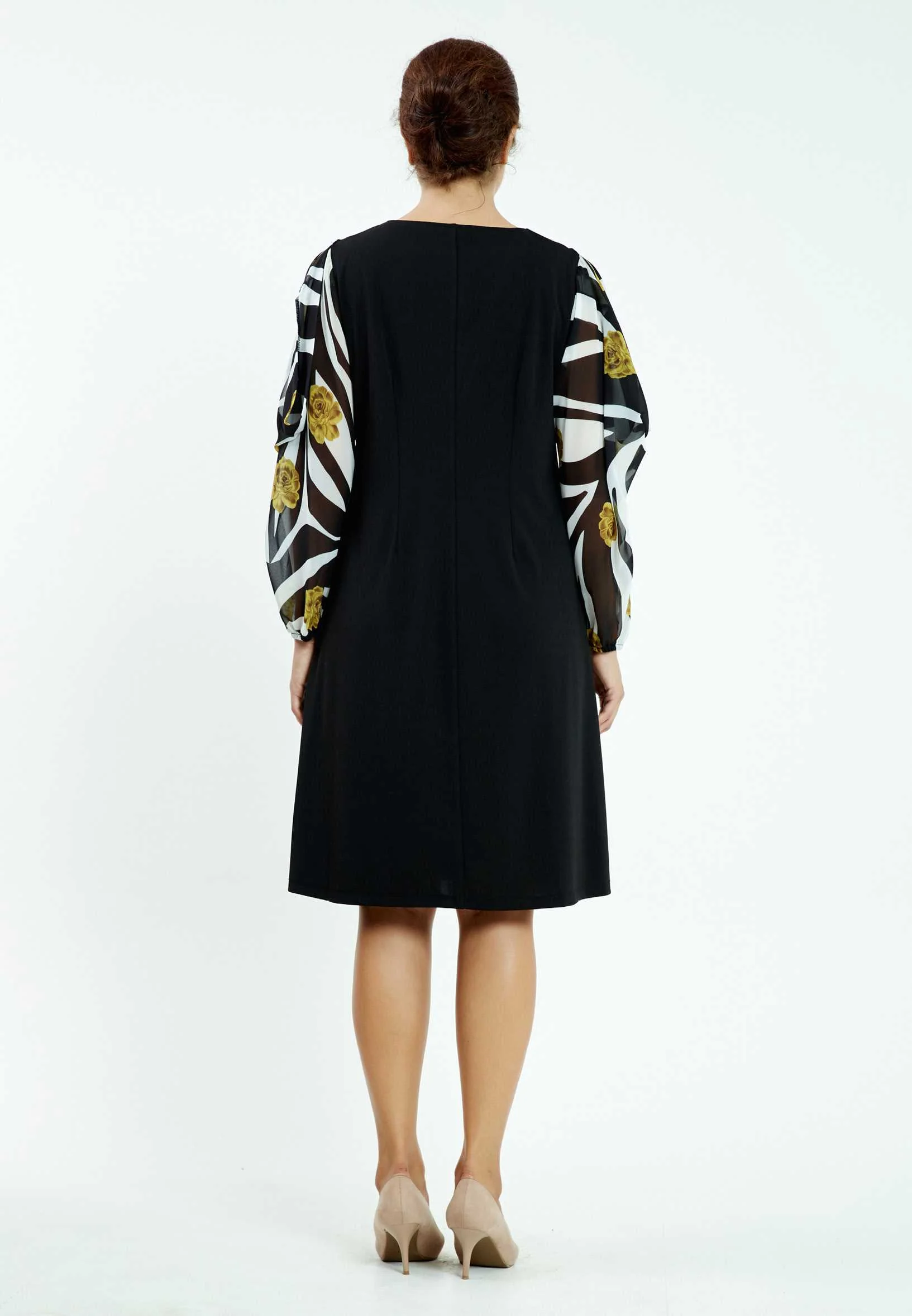 Long Sleeve Midi Lycra A - Line Plus Size Casual Dress ayb20y9508 - Image 2