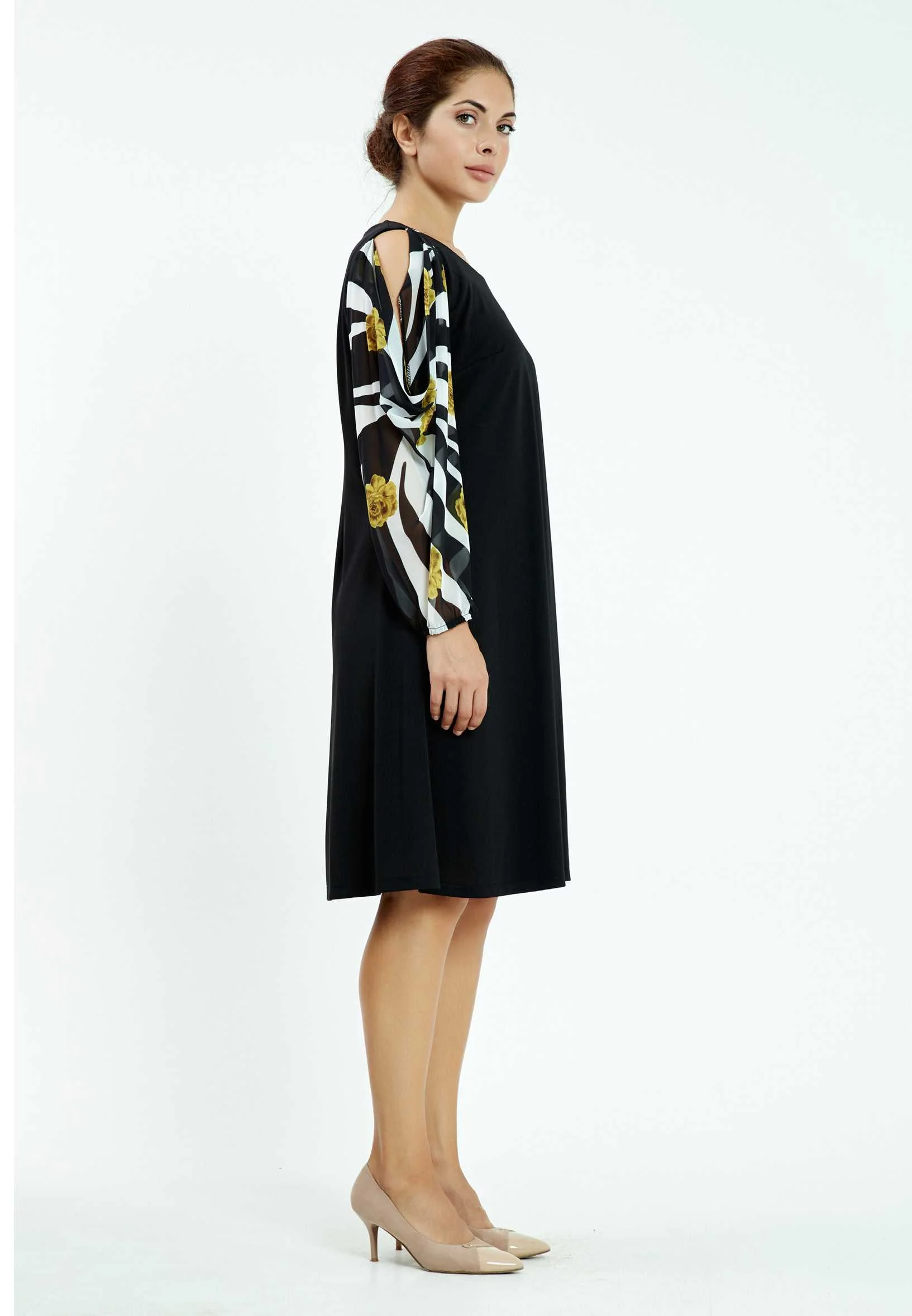 Long Sleeve Midi Lycra A - Line Plus Size Casual Dress ayb20y9508 - Image 3