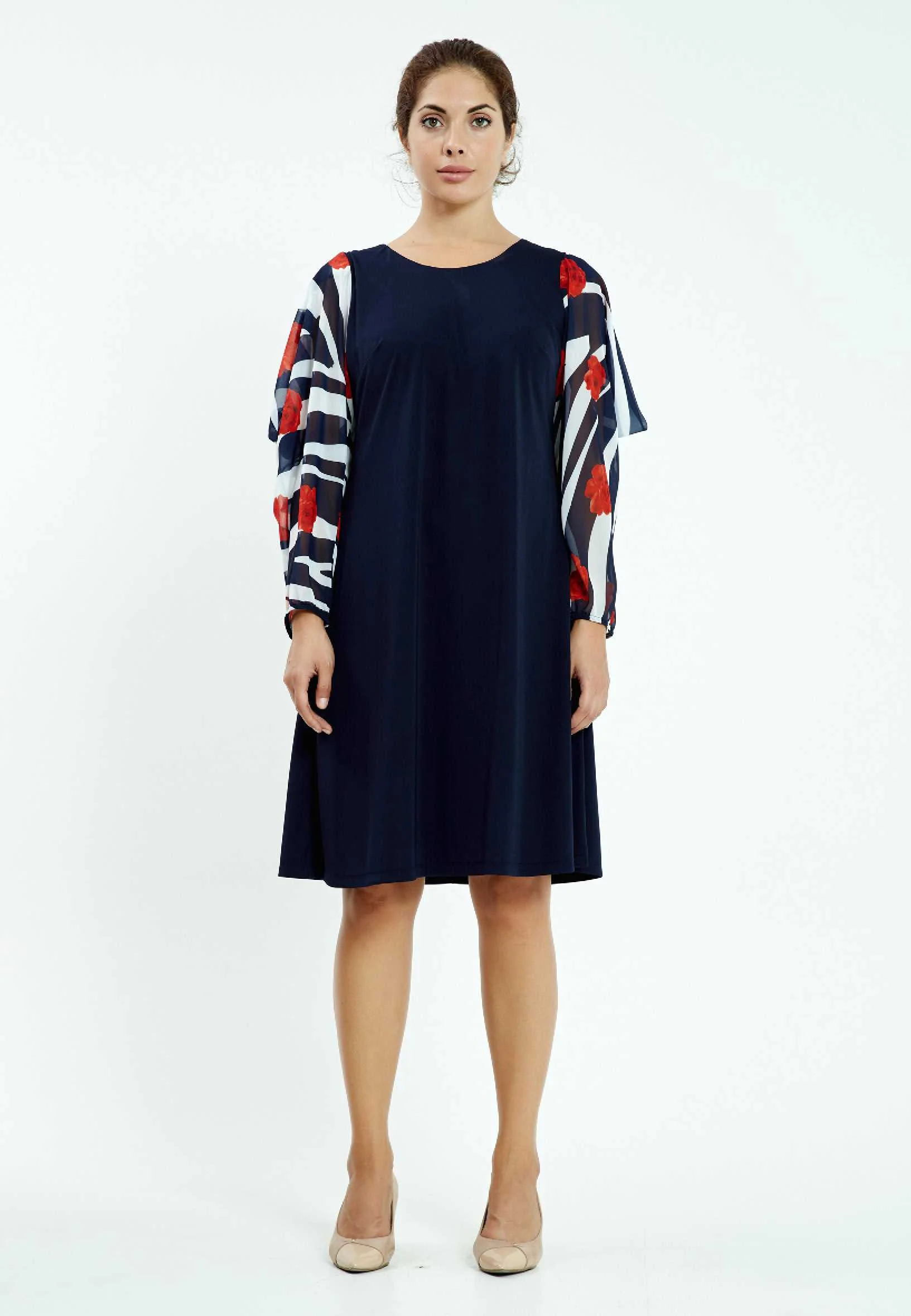 Long Sleeve Midi Lycra A - Line Plus Size Casual Dress ayb20y9508 - Image 5