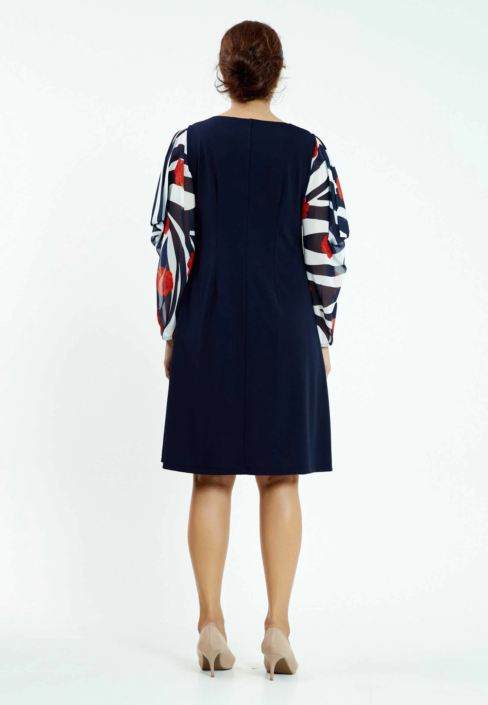 Long Sleeve Midi Lycra A - Line Plus Size Casual Dress ayb20y9508 - Image 6