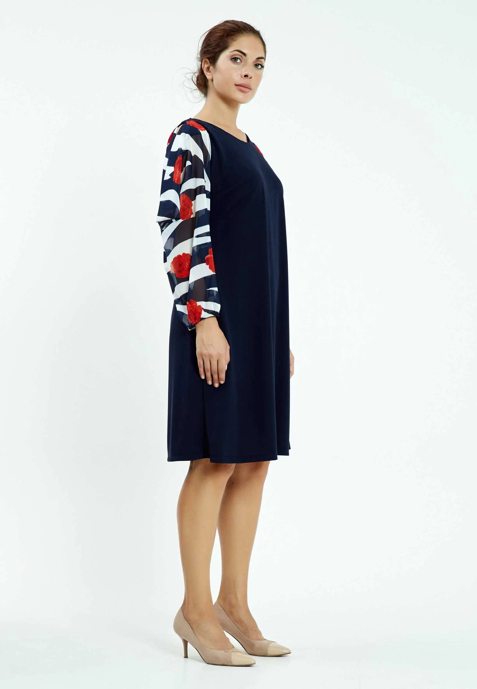 Long Sleeve Midi Lycra A - Line Plus Size Casual Dress ayb20y9508 - Image 7