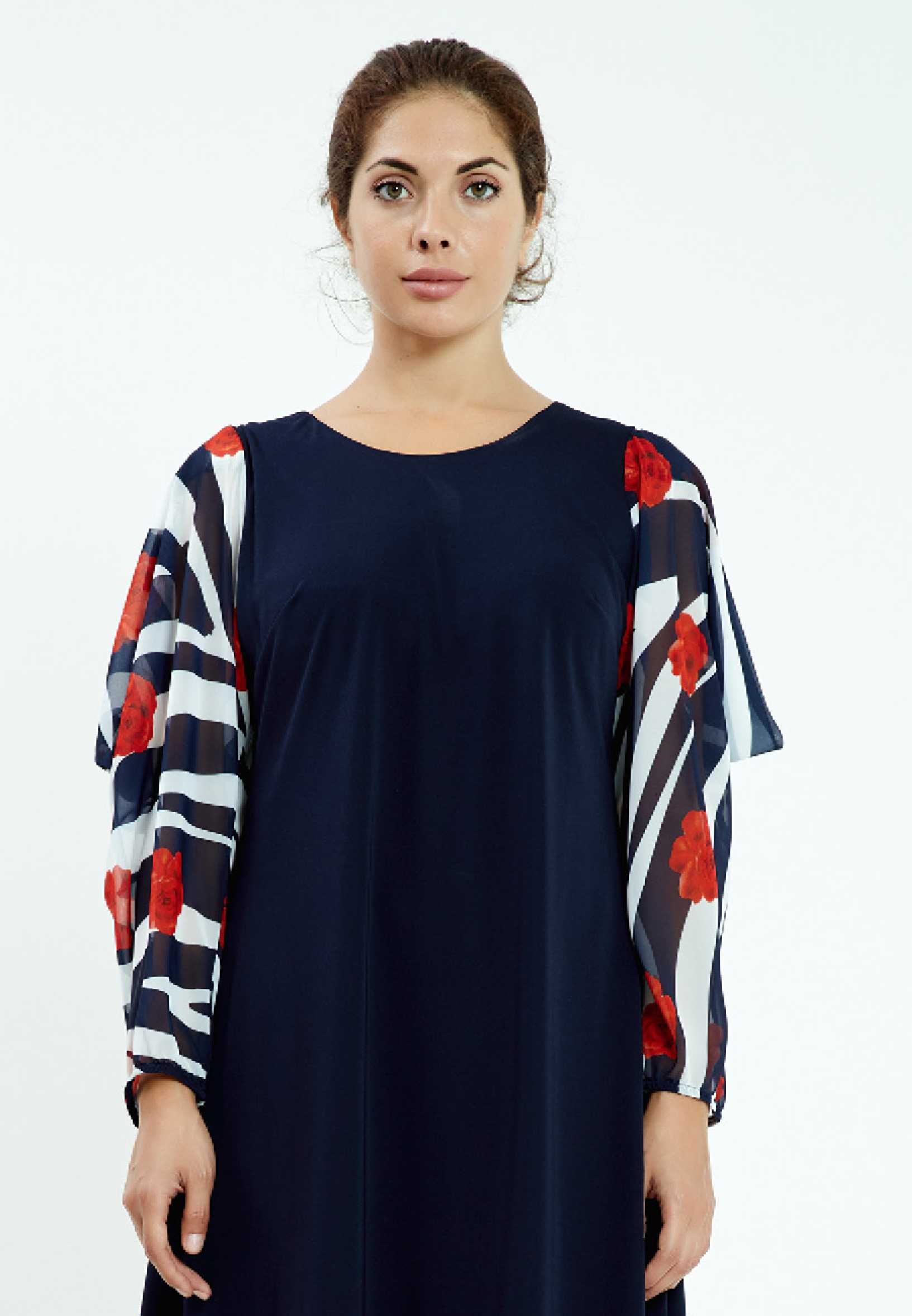 Long Sleeve Midi Lycra A - Line Plus Size Casual Dress ayb20y9508 - Image 8