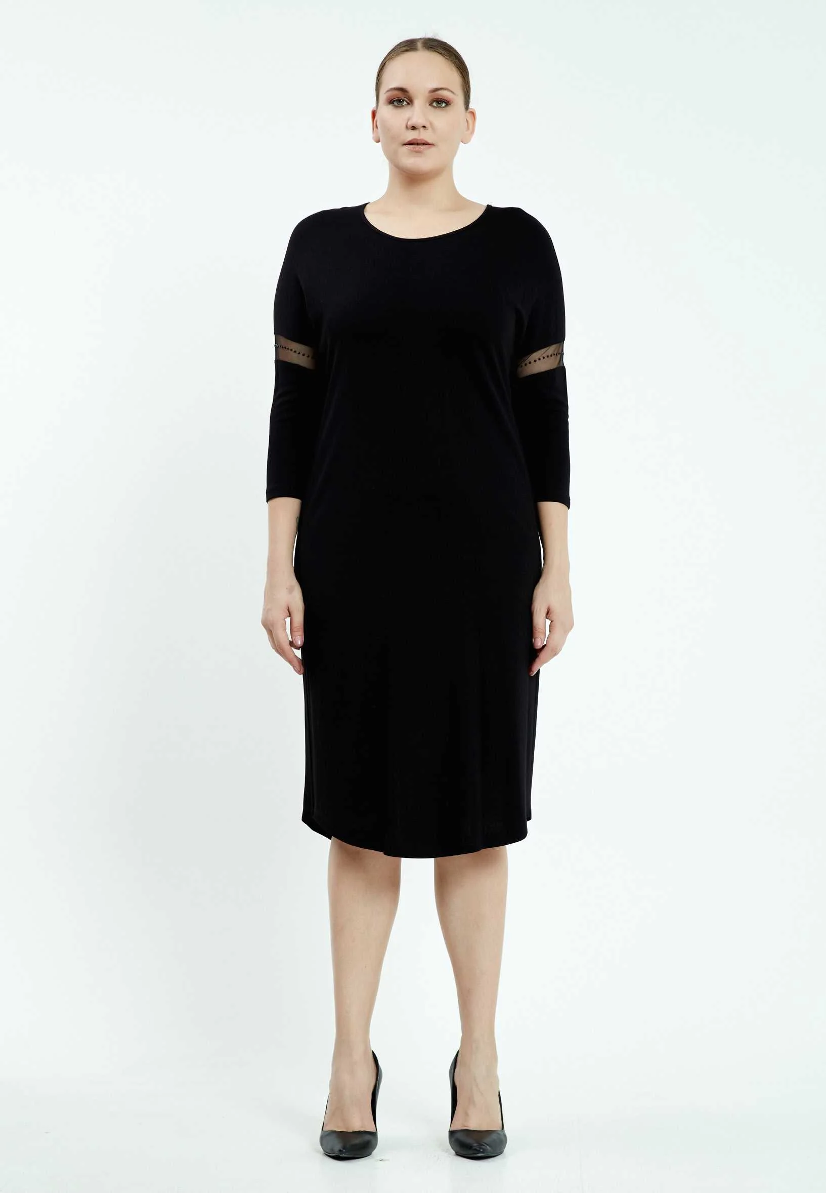 Long Sleeve Midi Lycra Column Plus Size Casual Dress ayb16k6563