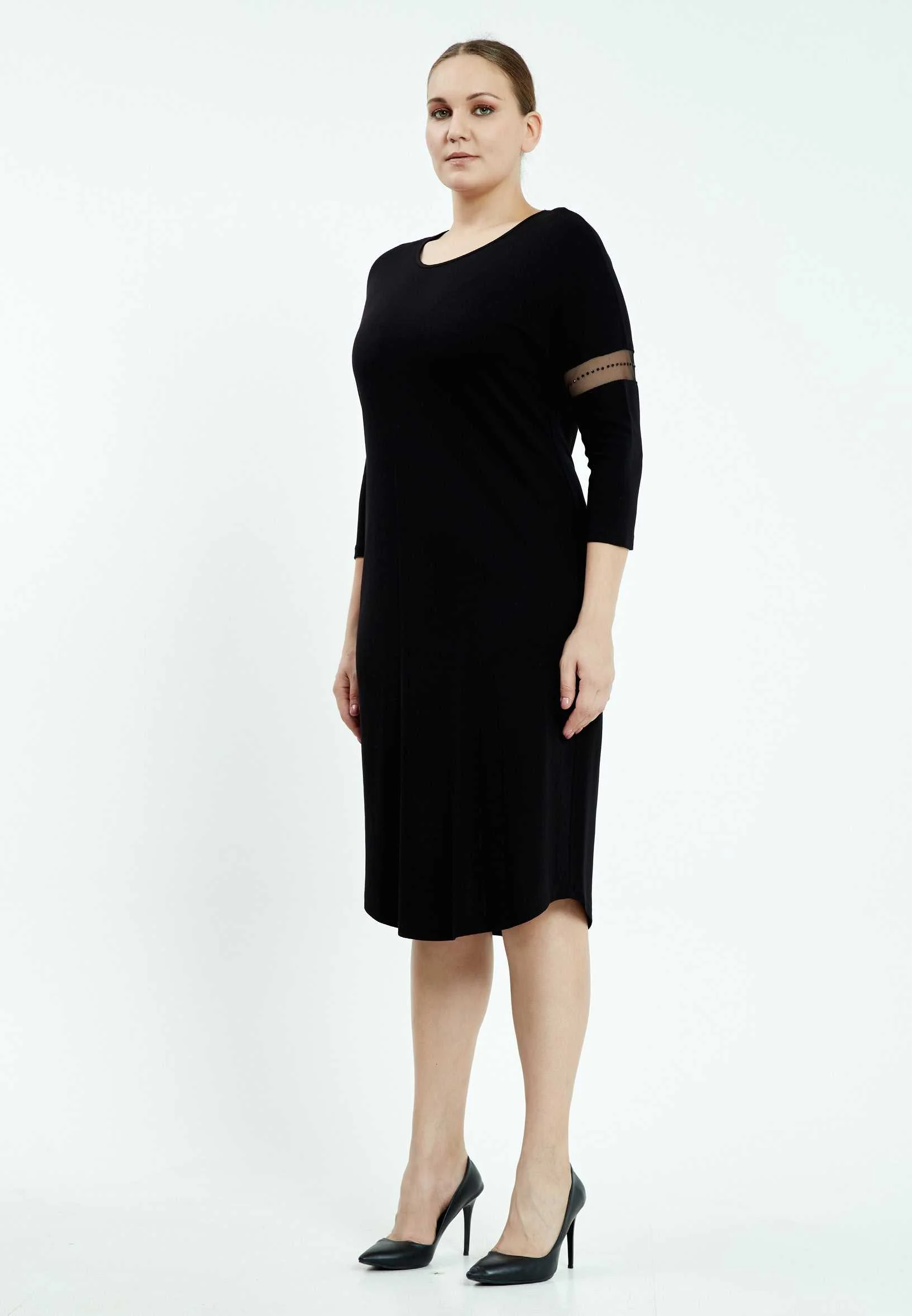 Long Sleeve Midi Lycra Column Plus Size Casual Dress ayb16k6563 - Image 3
