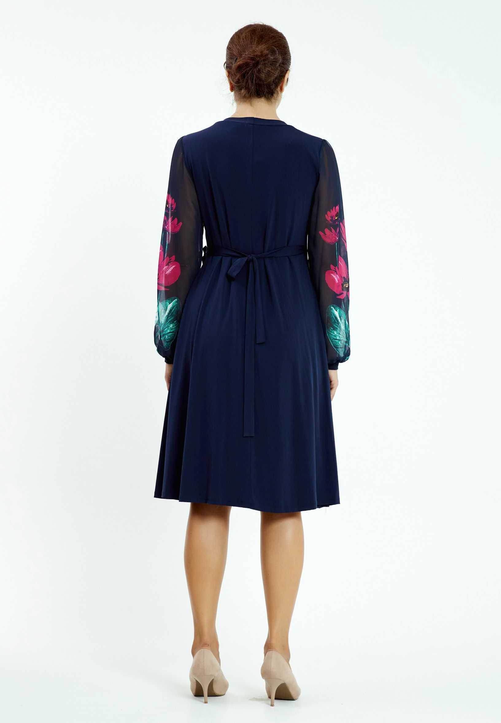 Long Sleeve Midi Lycra Column Plus Size Casual Dress ayb18y6803 - Image 2
