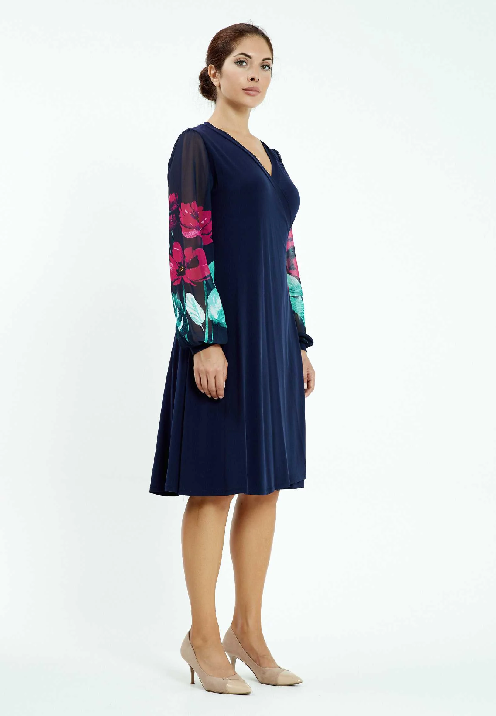 Long Sleeve Midi Lycra Column Plus Size Casual Dress ayb18y6803 - Image 3
