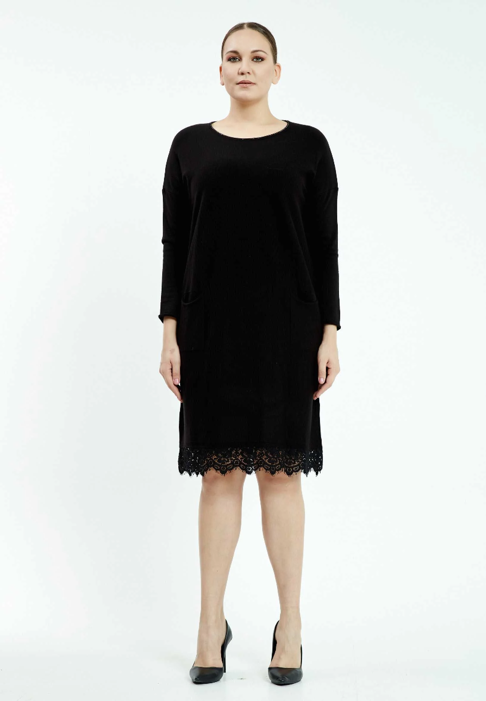 Long Sleeve Midi Lycra Column Plus Size Casual Dress ayb19k8117-2