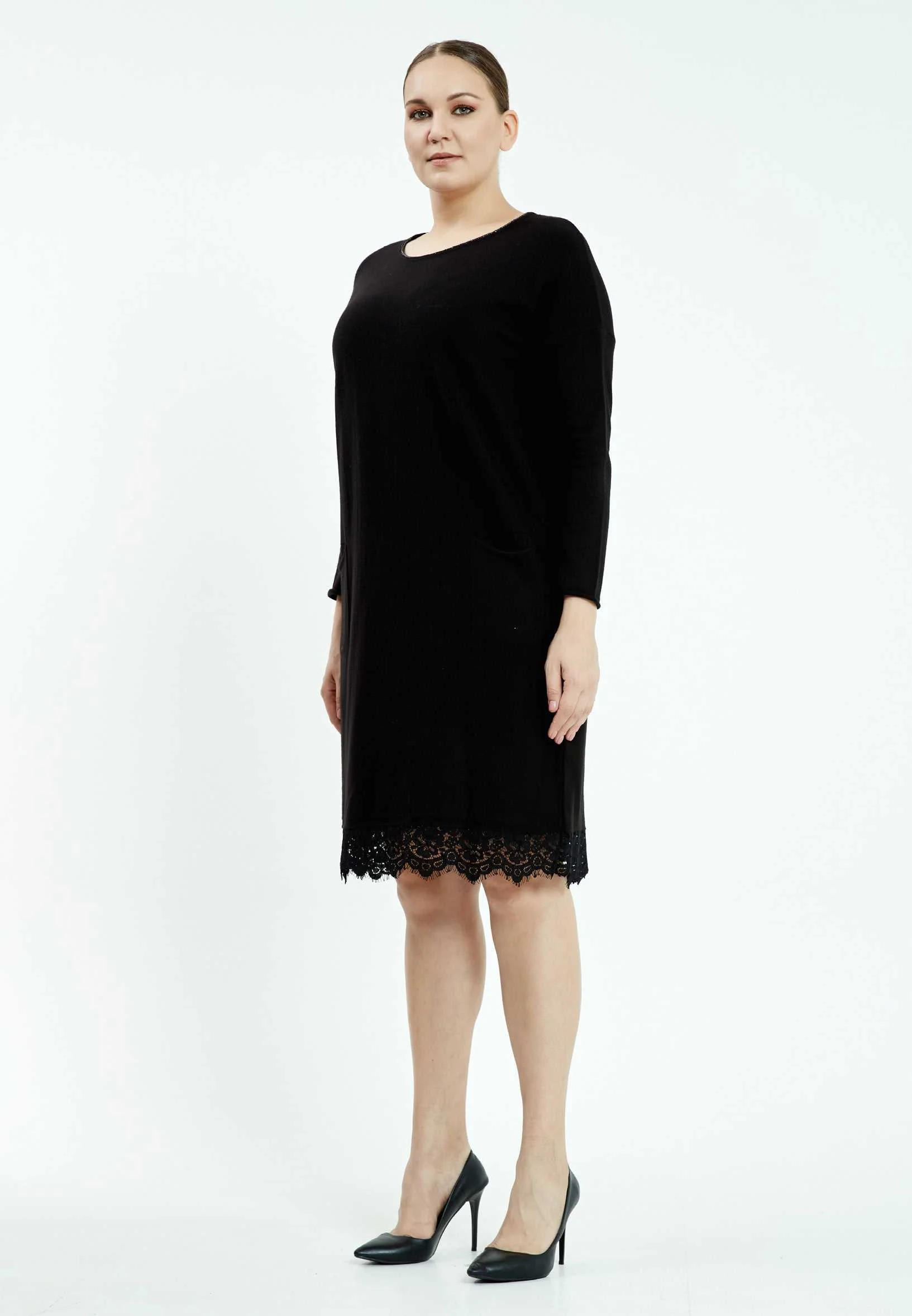 Long Sleeve Midi Lycra Column Plus Size Casual Dress ayb19k8117-2 - Image 3