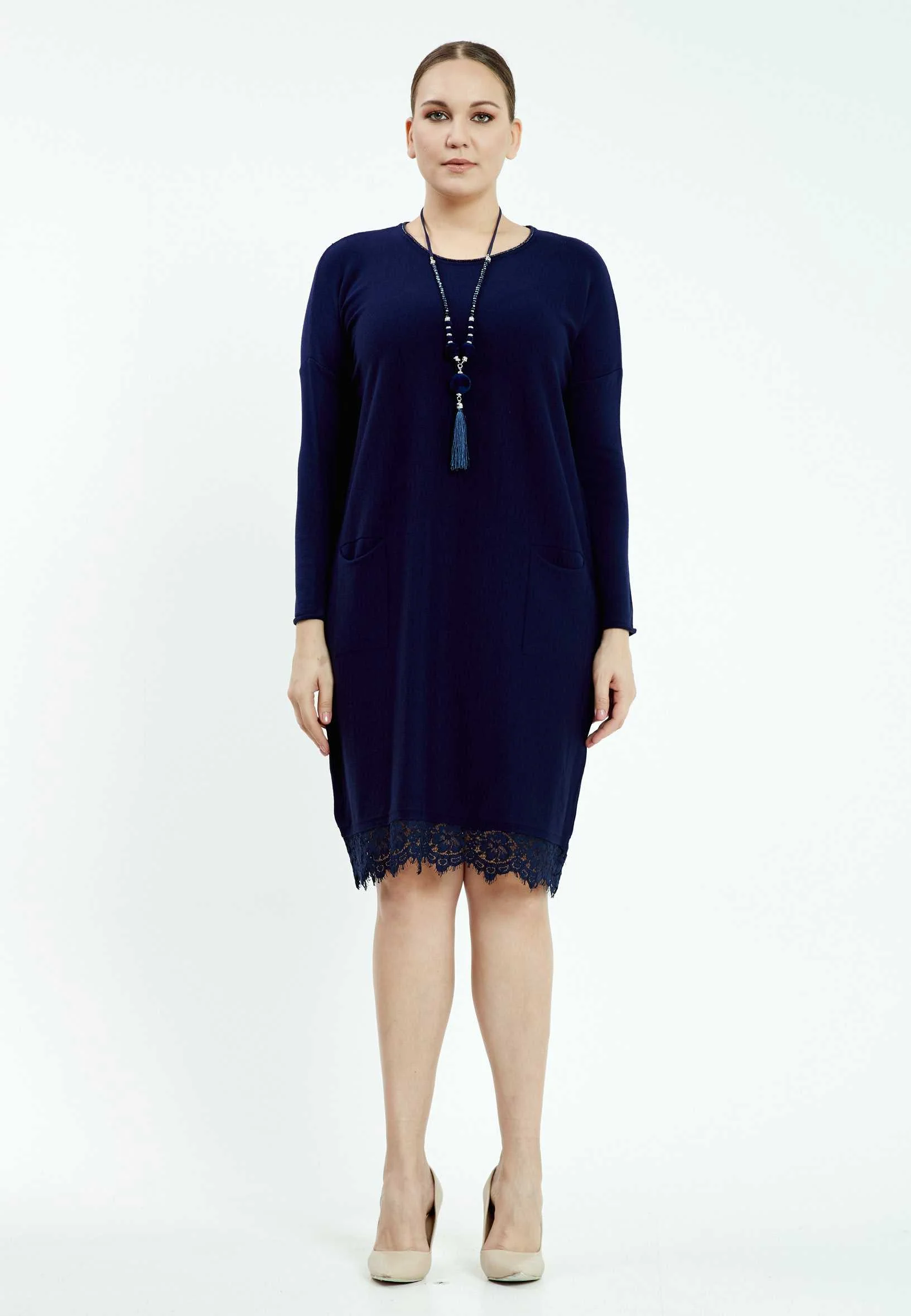 Long Sleeve Midi Lycra Column Plus Size Casual Dress ayb19k8117-2 - Image 5
