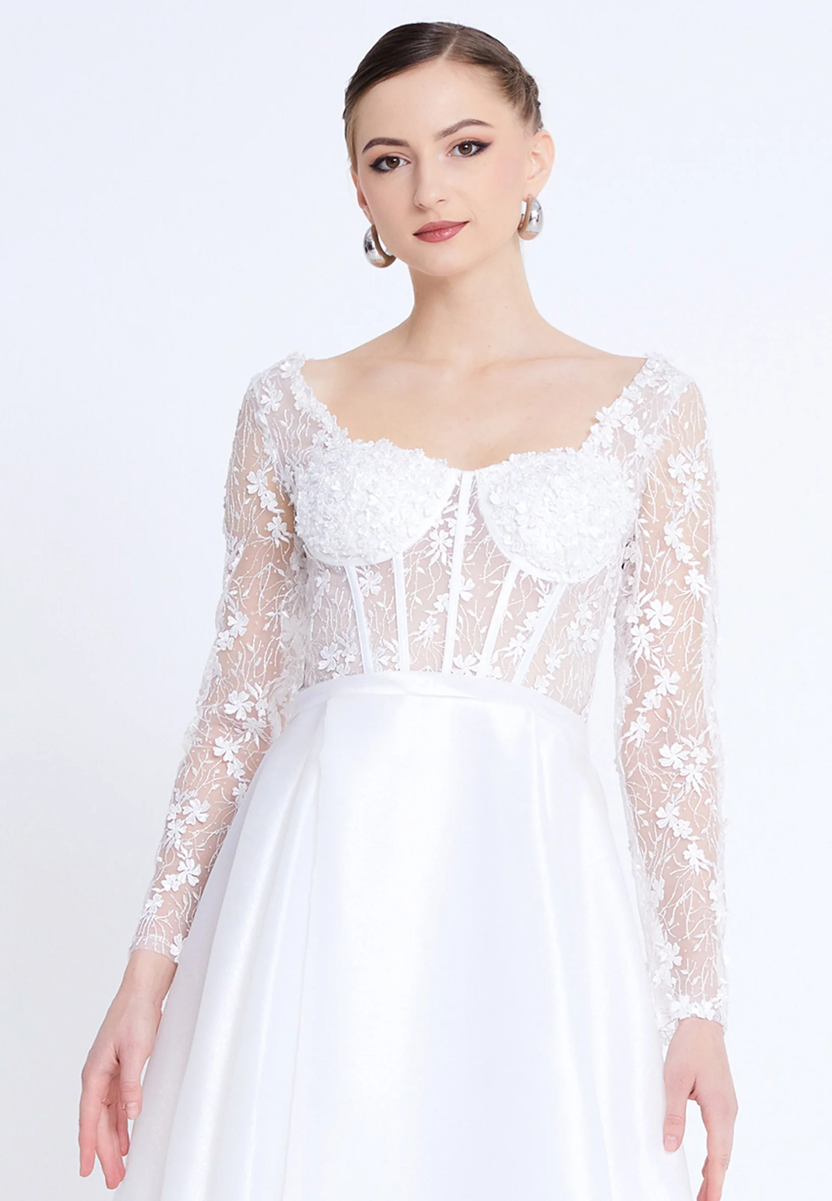 Long Sleeve Midi Polyester A - Line Regular Evening Dress aln1829 - Image 4