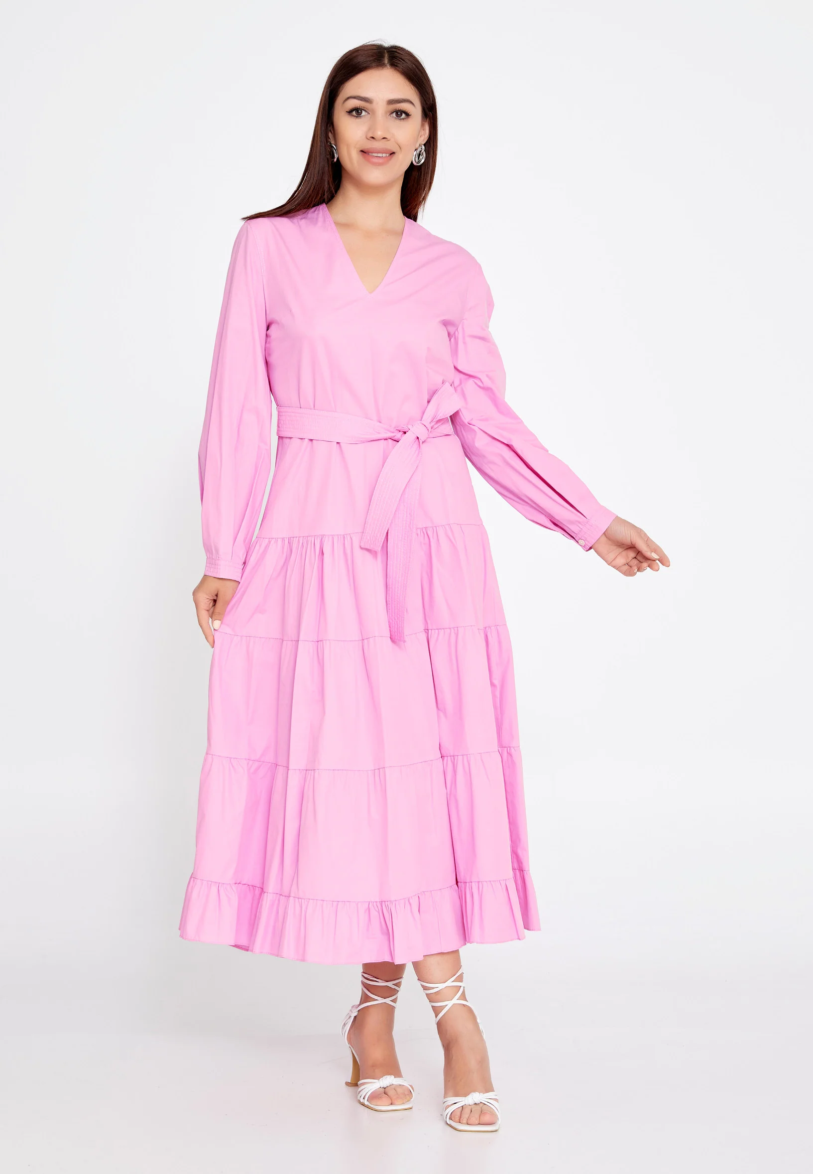 Long Sleeve Midi Polyester Column Regular Casual Dress ber23y5109 - Image 5