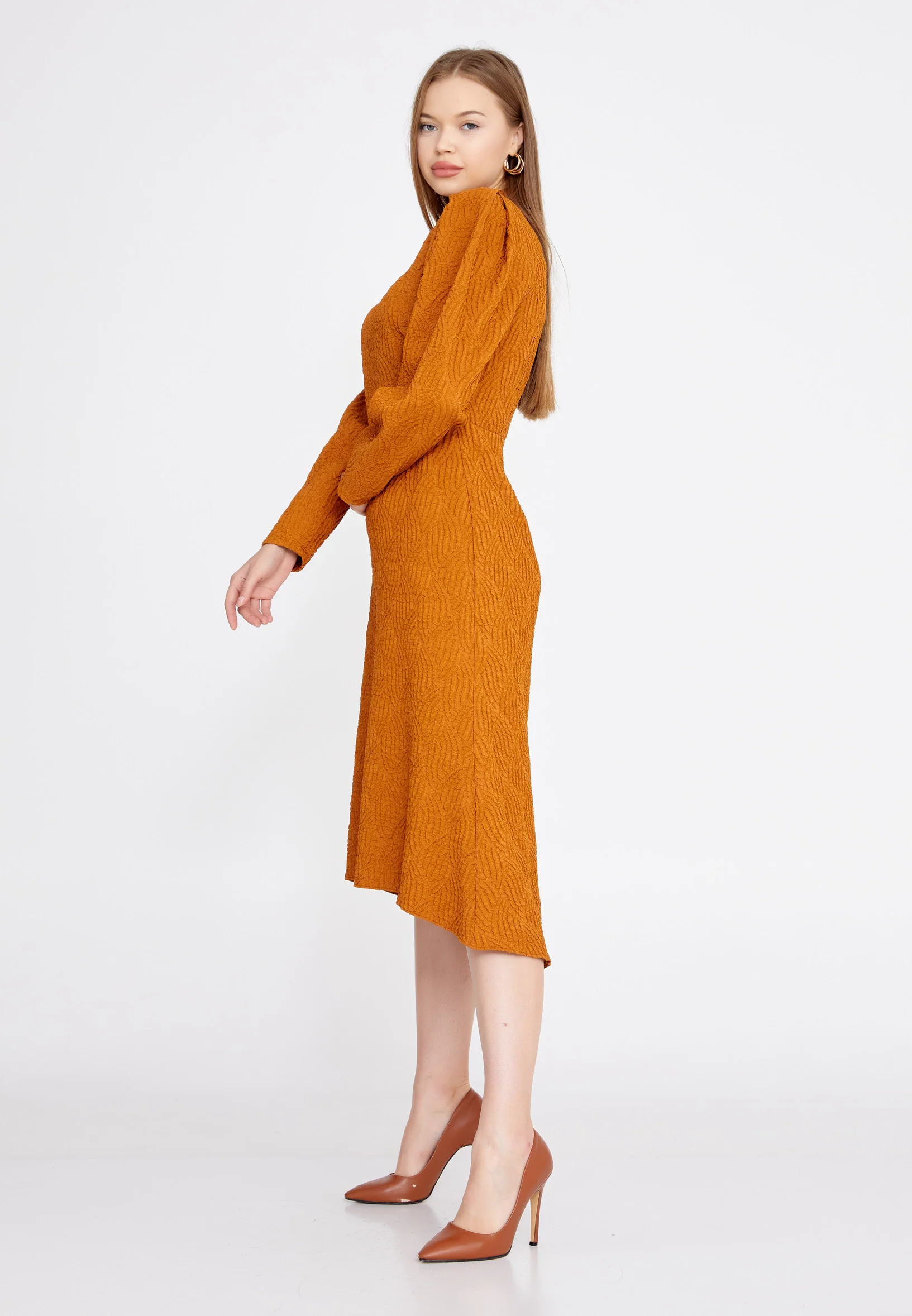 Long Sleeve Midi Polyester Column Regular Casual Dress kmy22w40819 - Image 3