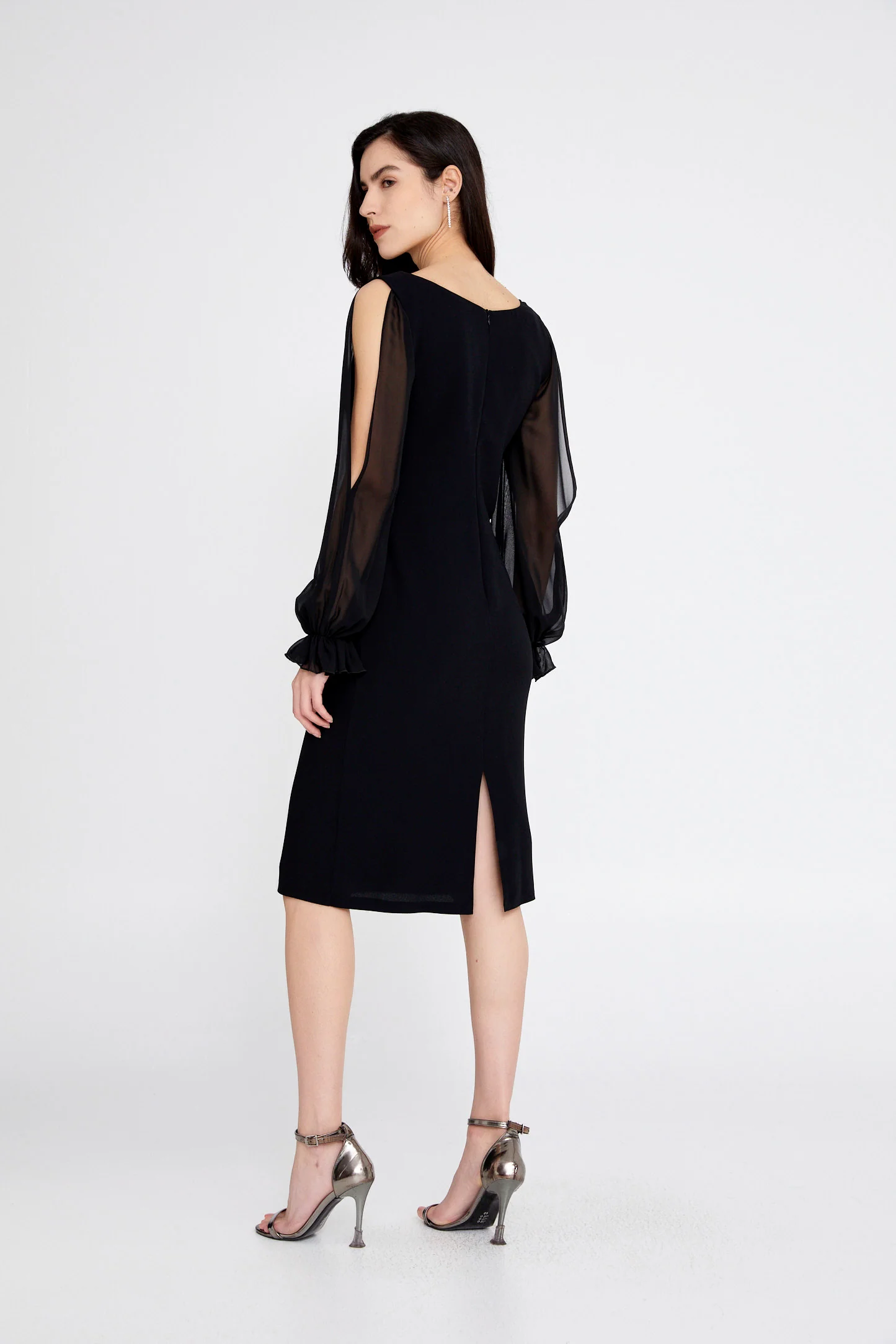 Long Sleeve Midi Polyester Column Regular Evening Dress jnm23-368 - Image 2