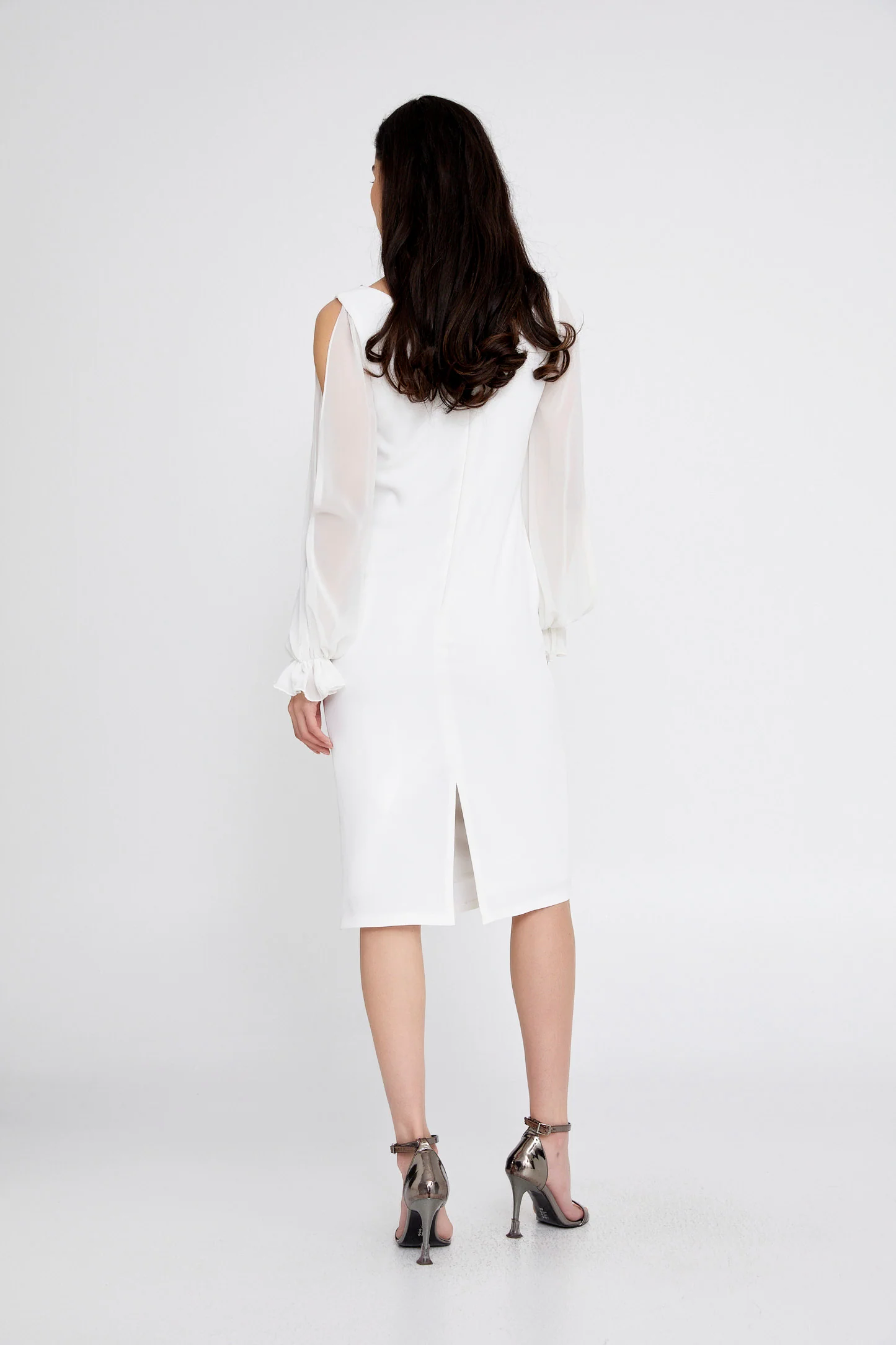 Long Sleeve Midi Polyester Column Regular Evening Dress jnm23-368 - Image 6