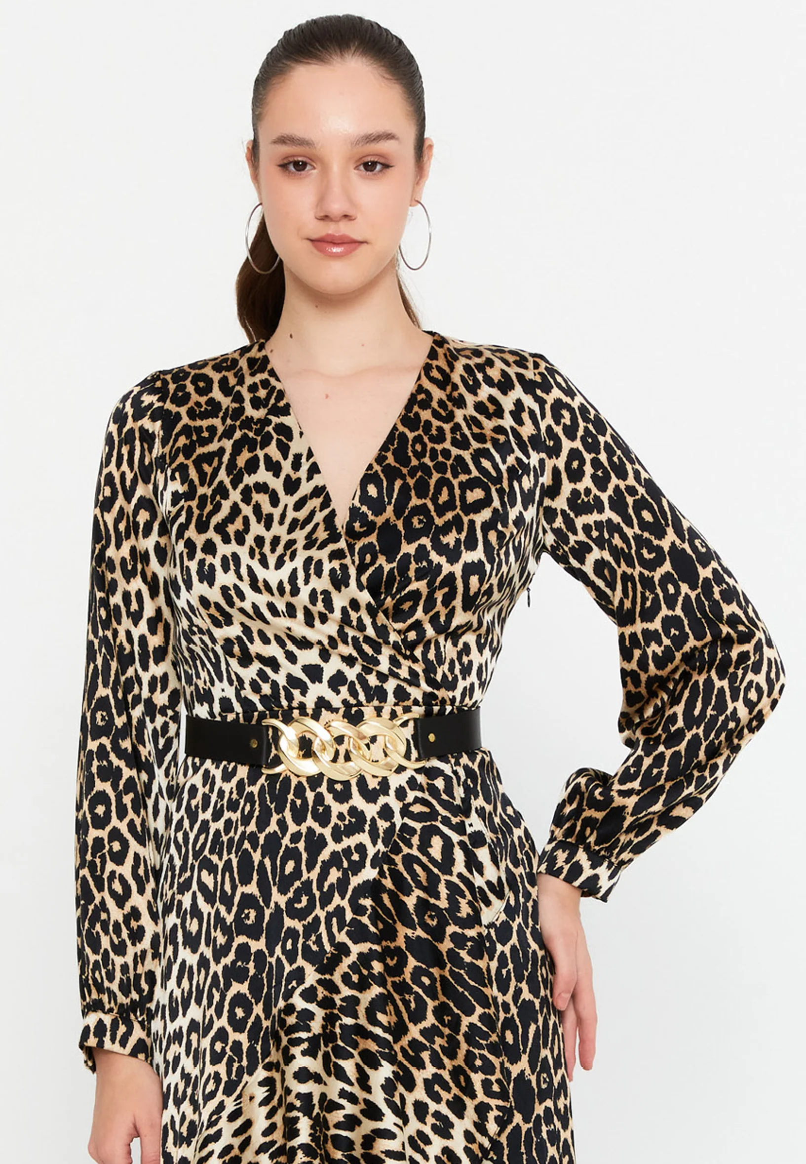 Long Sleeve Midi Satin Column Regular Casual Dress Ris25022le - Image 4