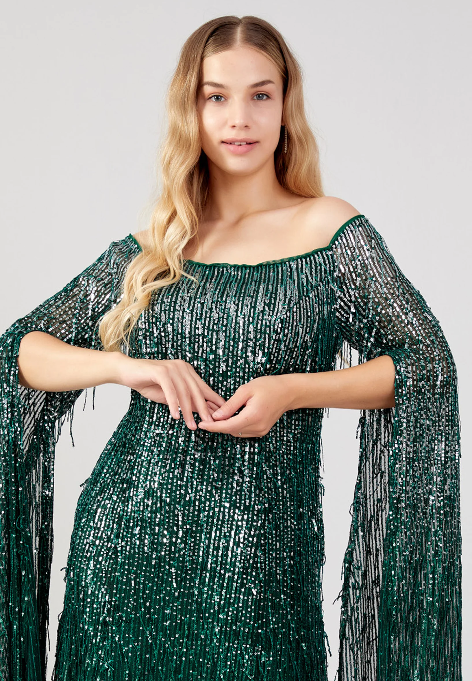 Long Sleeve Midi Sequin Column Plus Size Evening Dress jnm23-383-b - Image 12