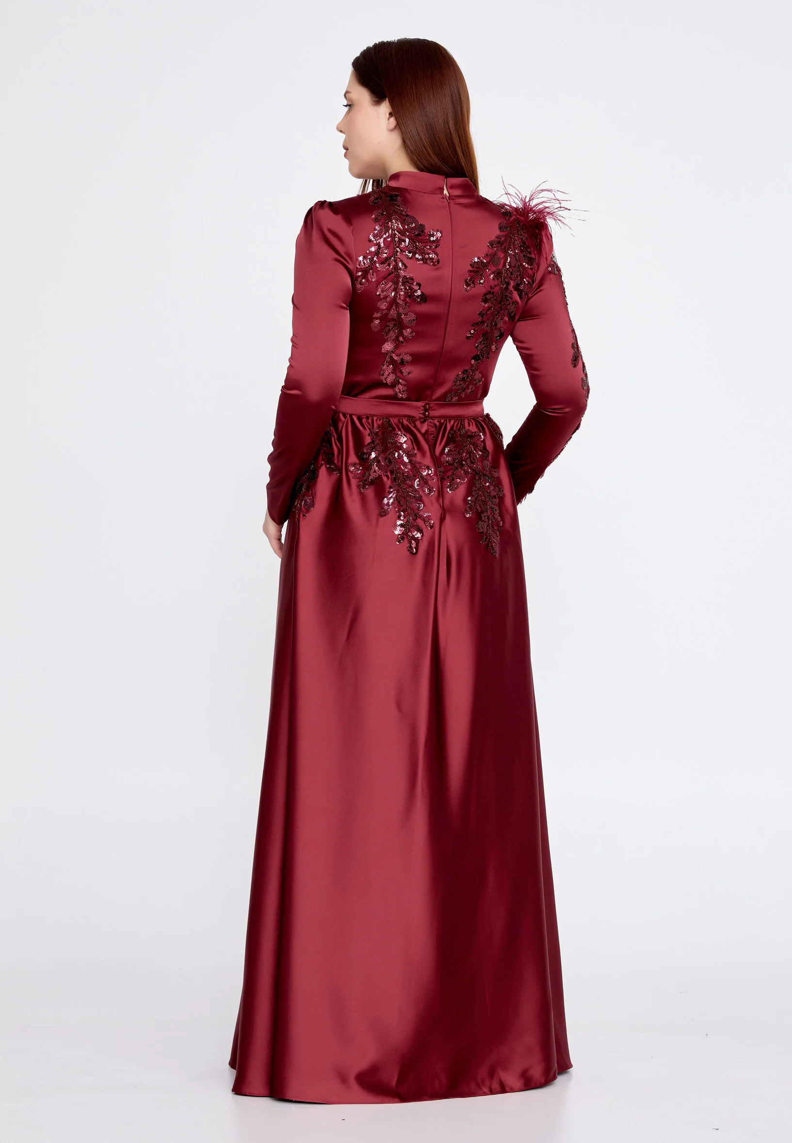 Long Sleeve Midi Tulle A - Line Plus Size Prom Dress eck9000-1 - Image 2