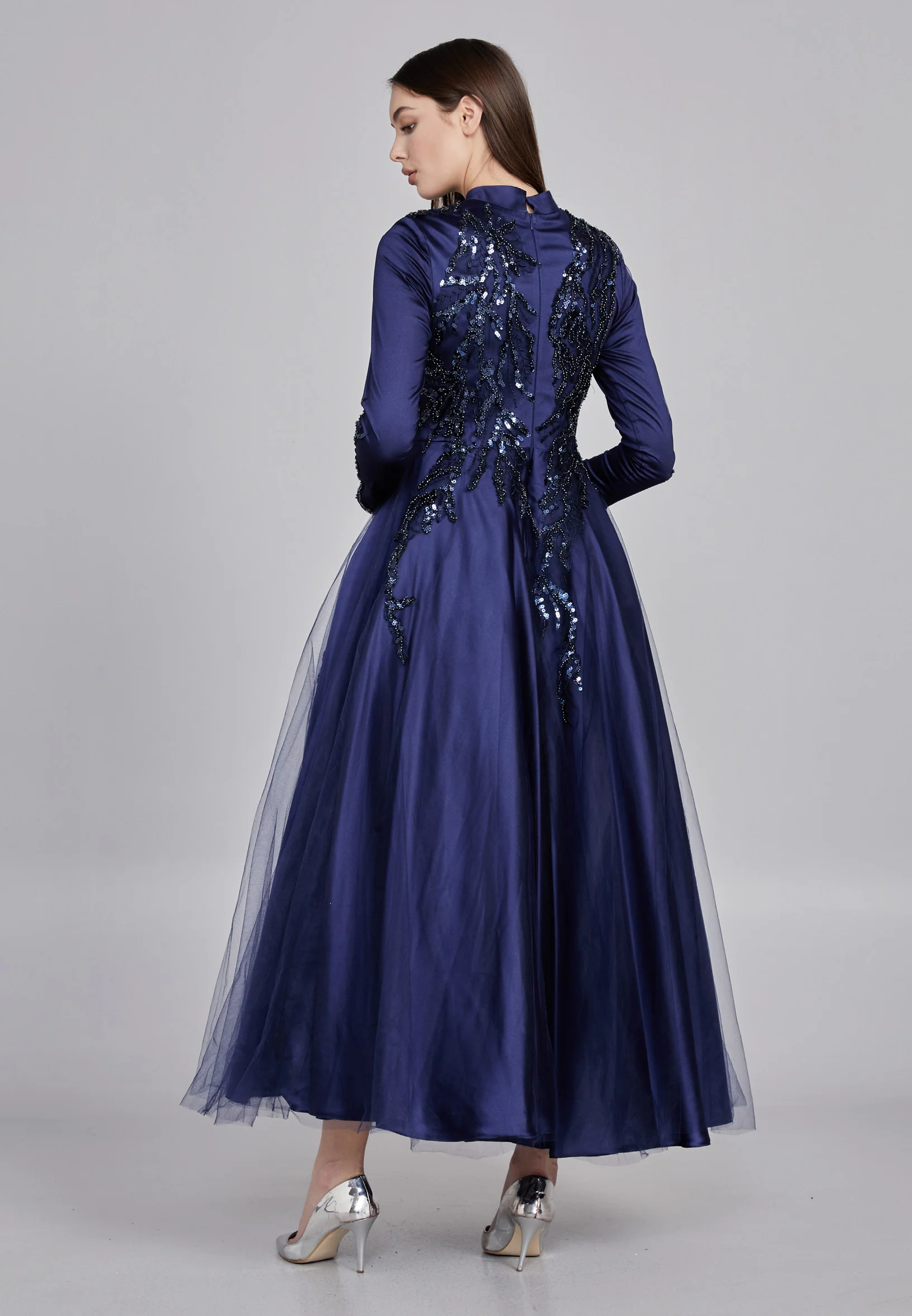 Long Sleeve Midi Tulle A - Line Regular Prom Dress eck9000 - Image 10