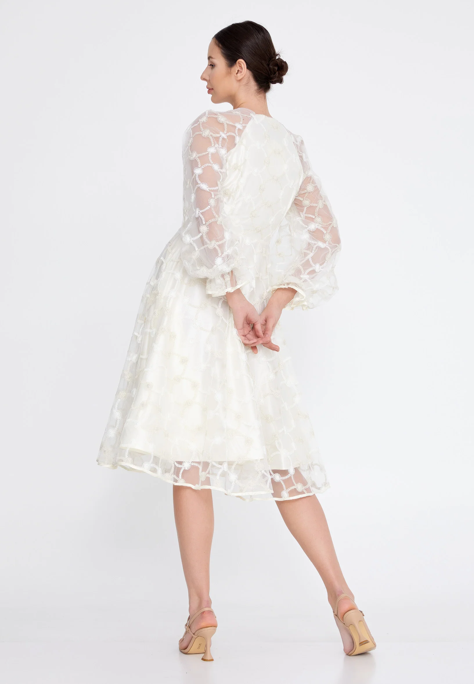 Long Sleeve Midi Tulle A - Line Regular Prom Dress ons000-81 - Image 2