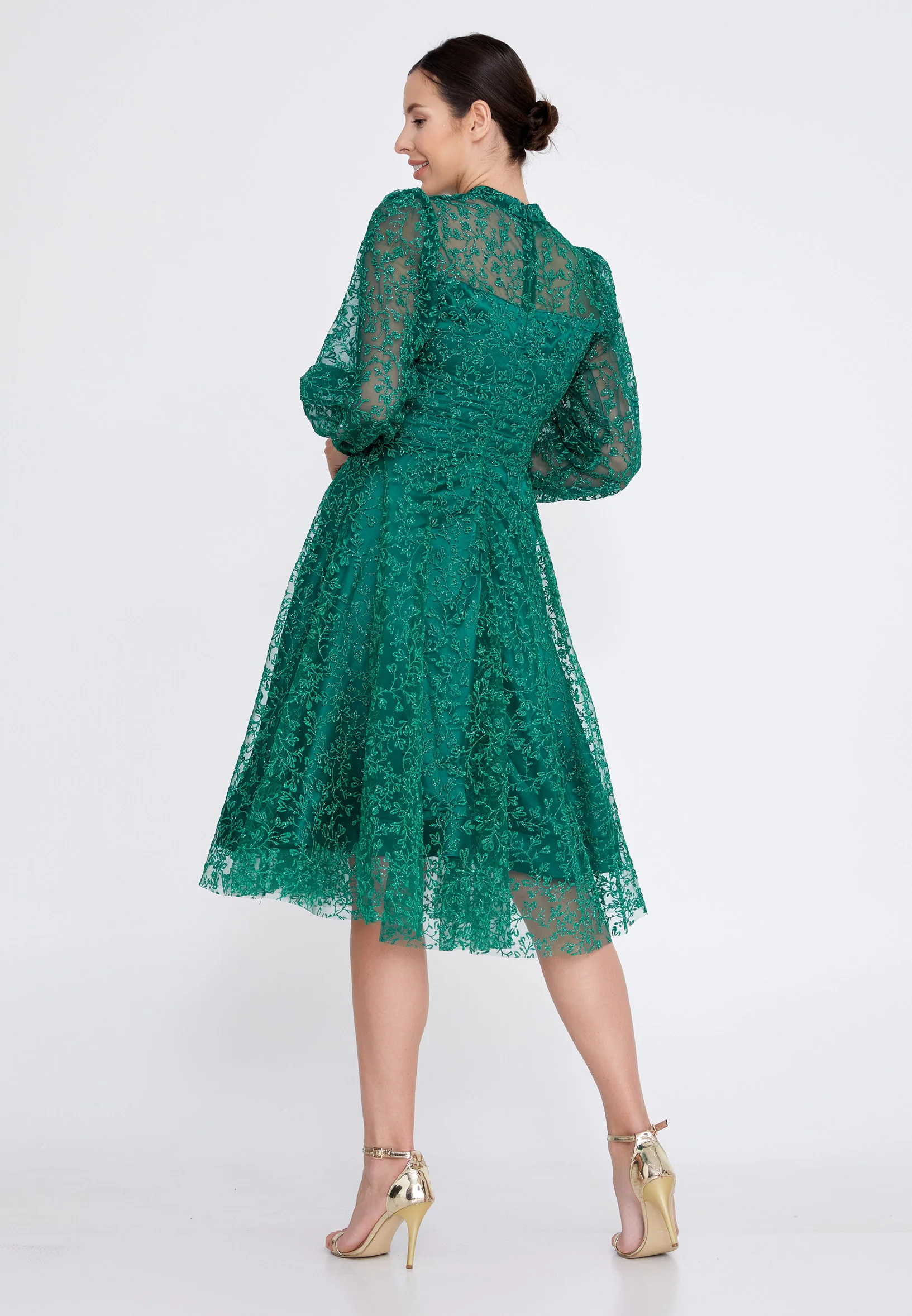 Long Sleeve Midi Tulle A - Line Regular Prom Dress ons000-85 - Image 6