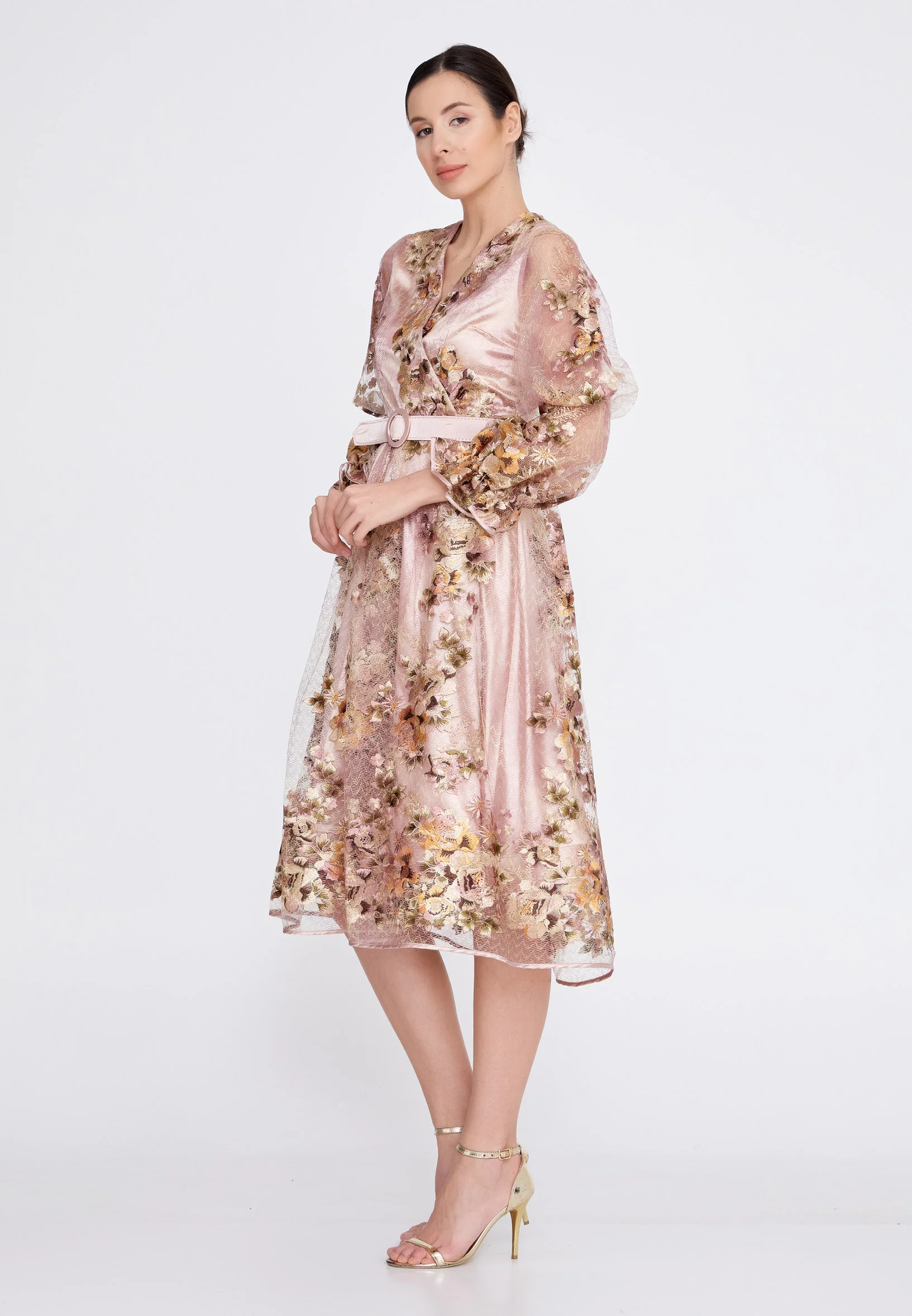 Long Sleeve Midi Tulle A - Line Regular Prom Dress ons000-89 - Image 7